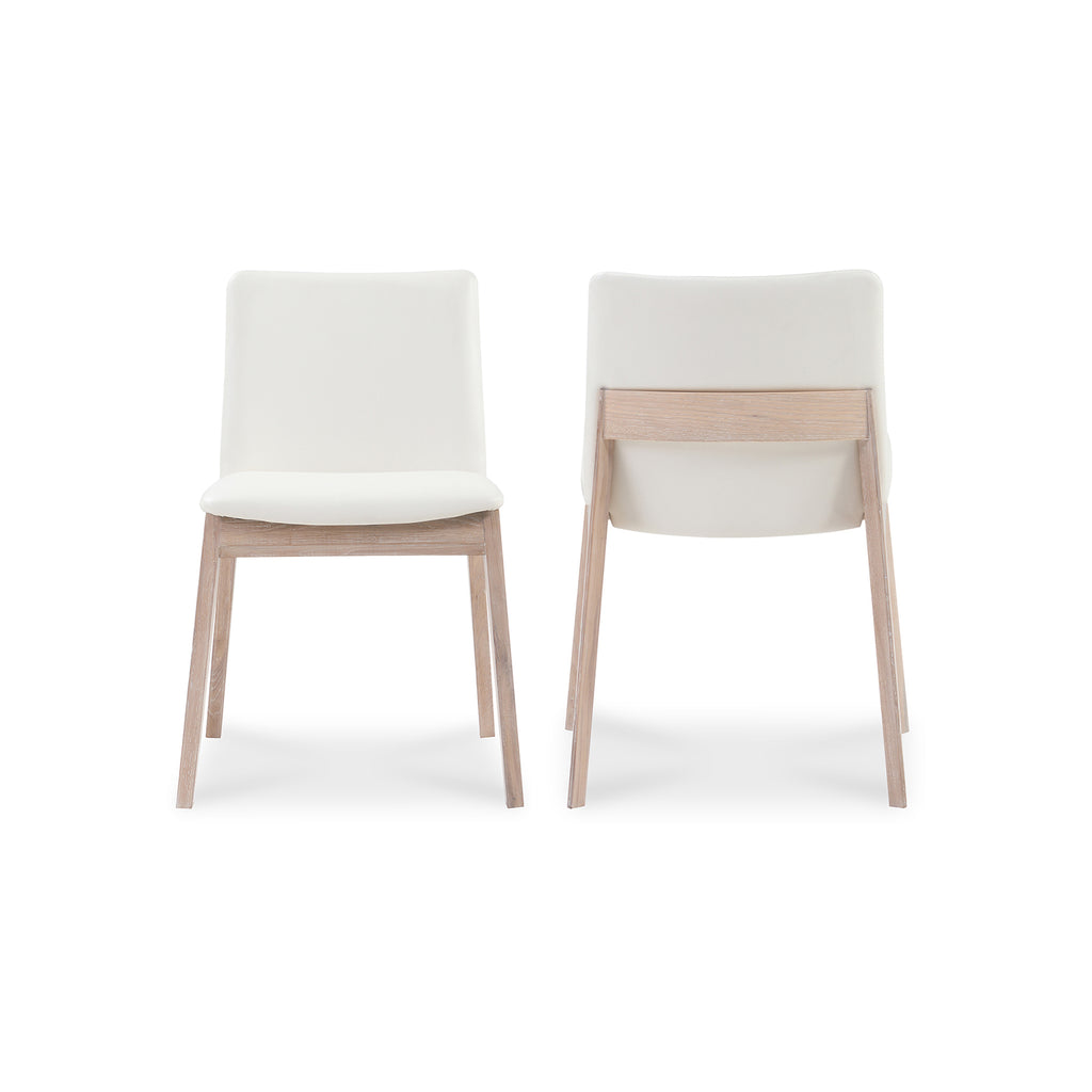 Deco Oak Dining Chair Cream White PVC - Set Of Two