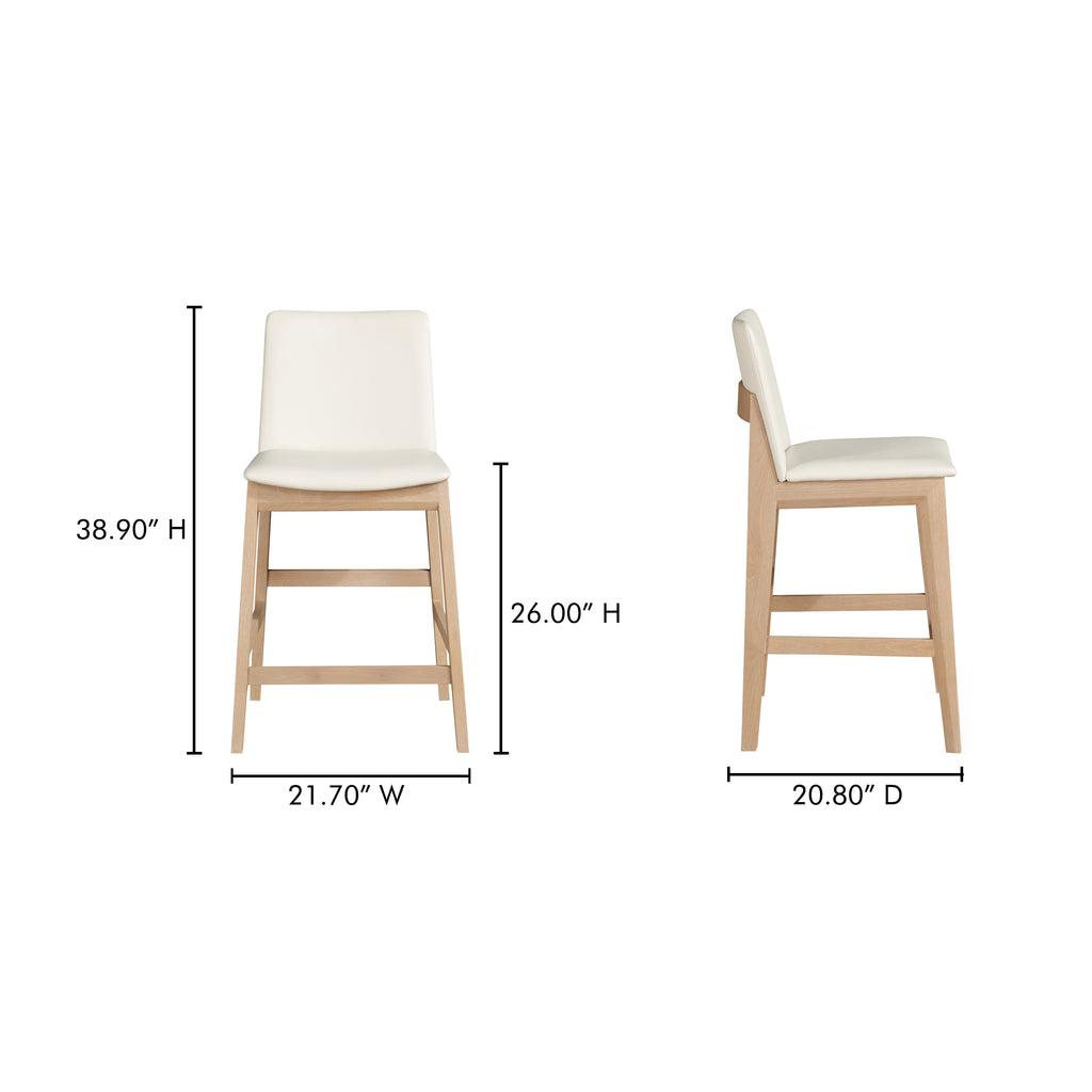 Deco Oak Counter Stool White PVC