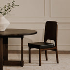 Kerr Dining Chair Walnut Stained Black Vegan Leather-Set Of Two