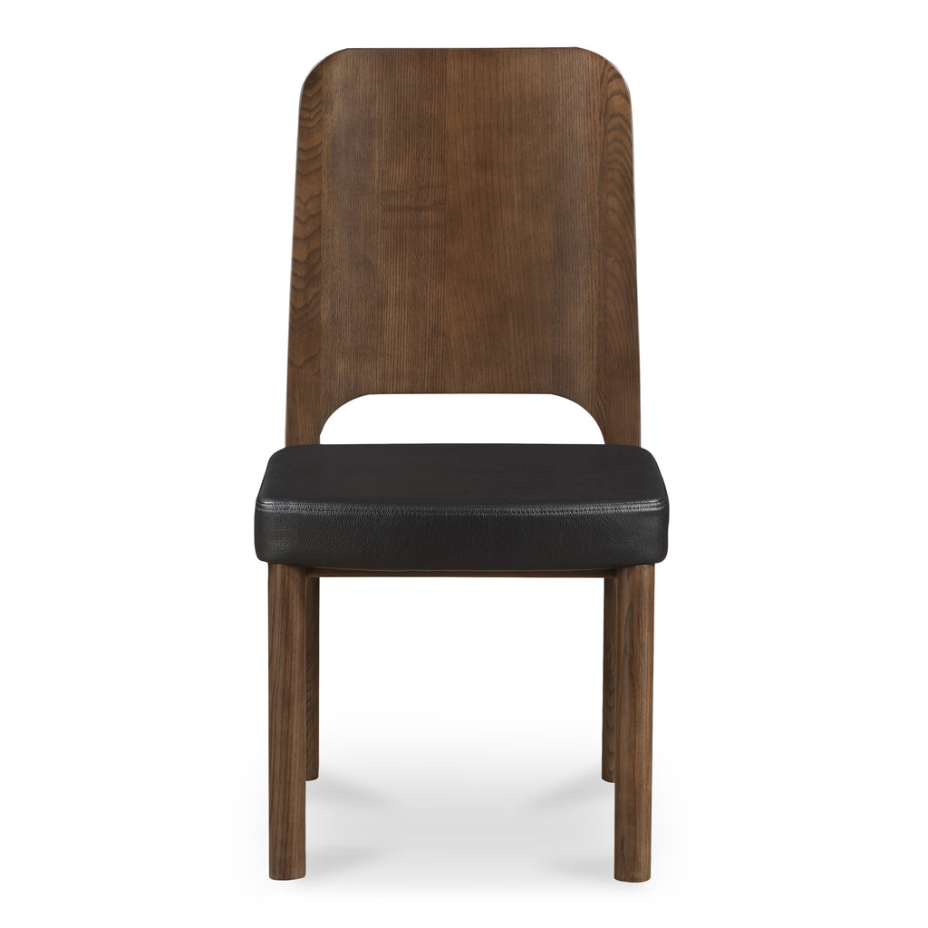 Kerr Dining Chair Walnut Stained Black Vegan Leather-Set Of Two