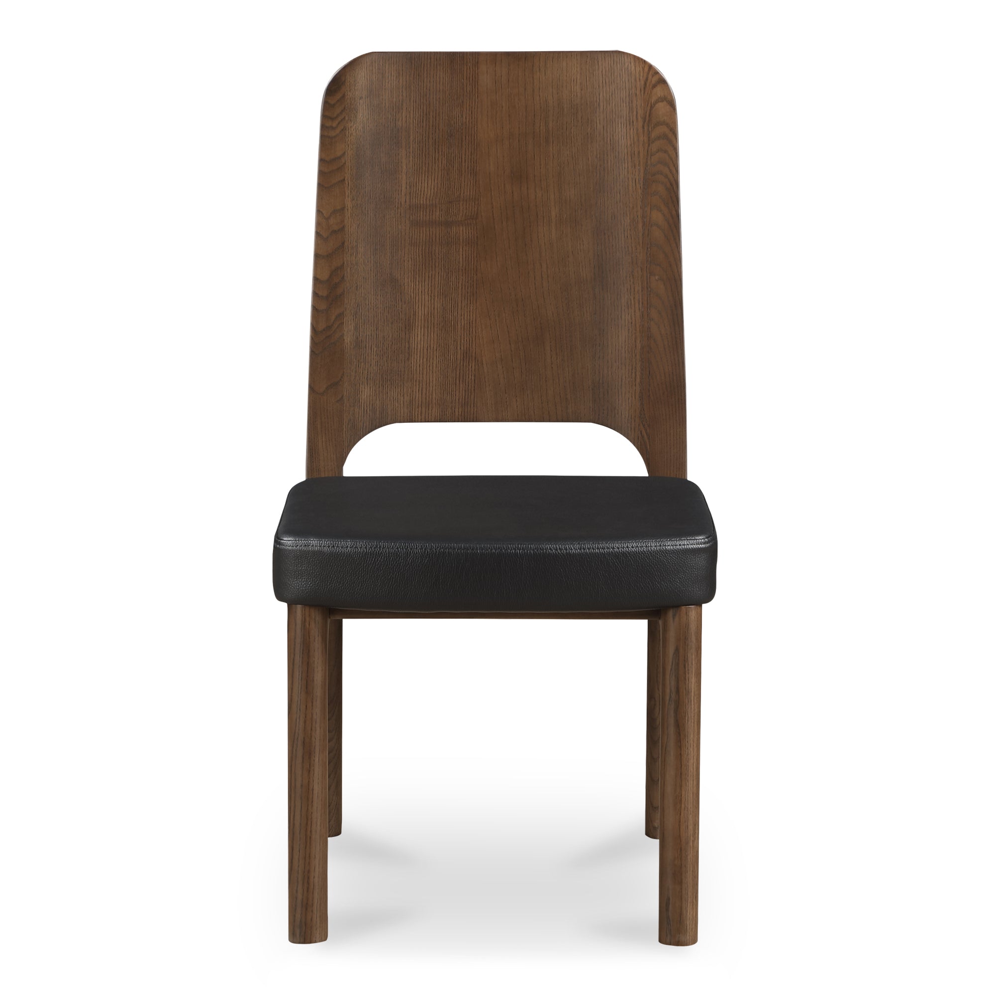 Kerr Dining Chair Walnut Stained Black Vegan Leather-Set Of Two