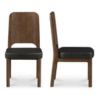 Kerr Dining Chair Walnut Stained Black Vegan Leather-Set Of Two