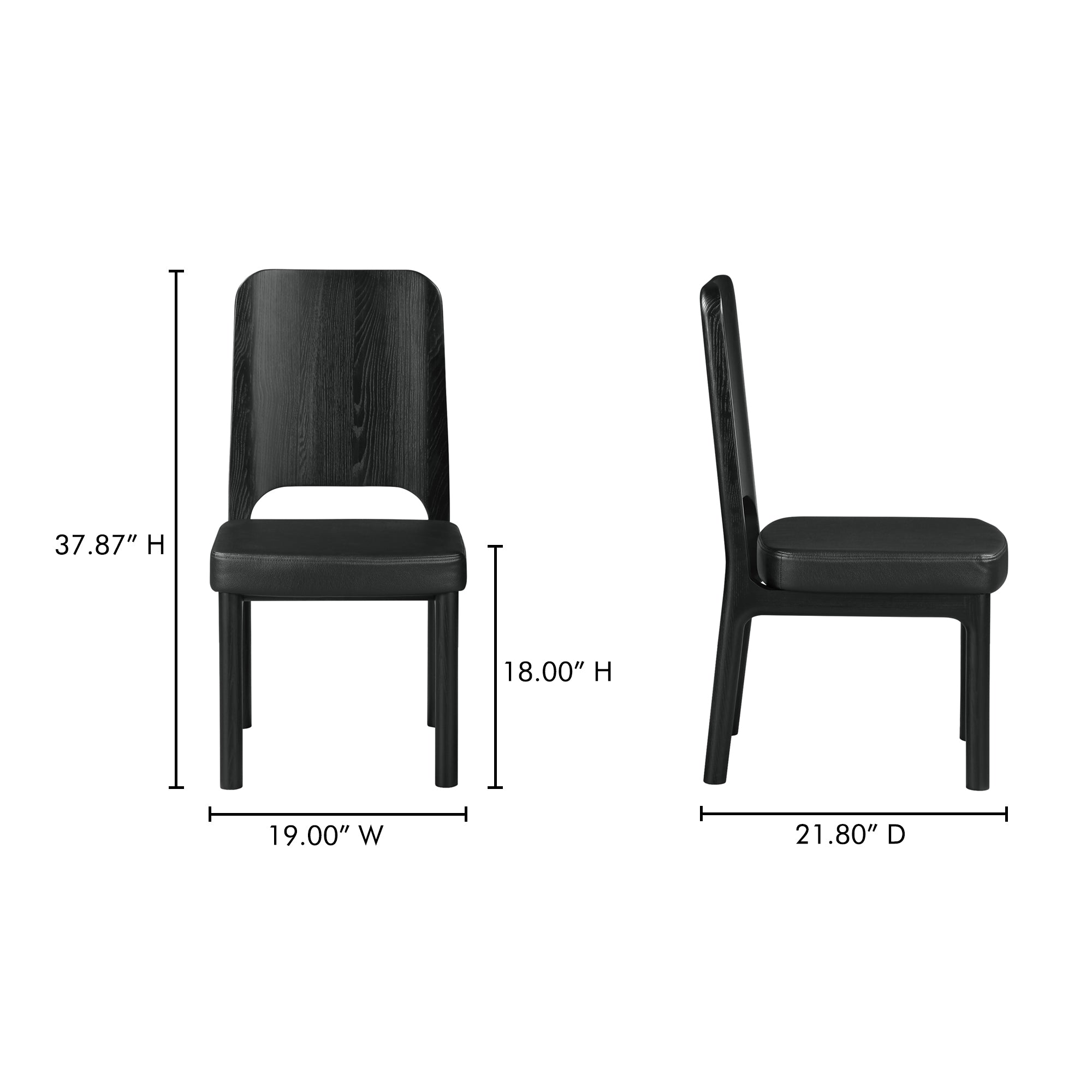 Kerr Dining Chair Vegan Leather Black-Set Of Two