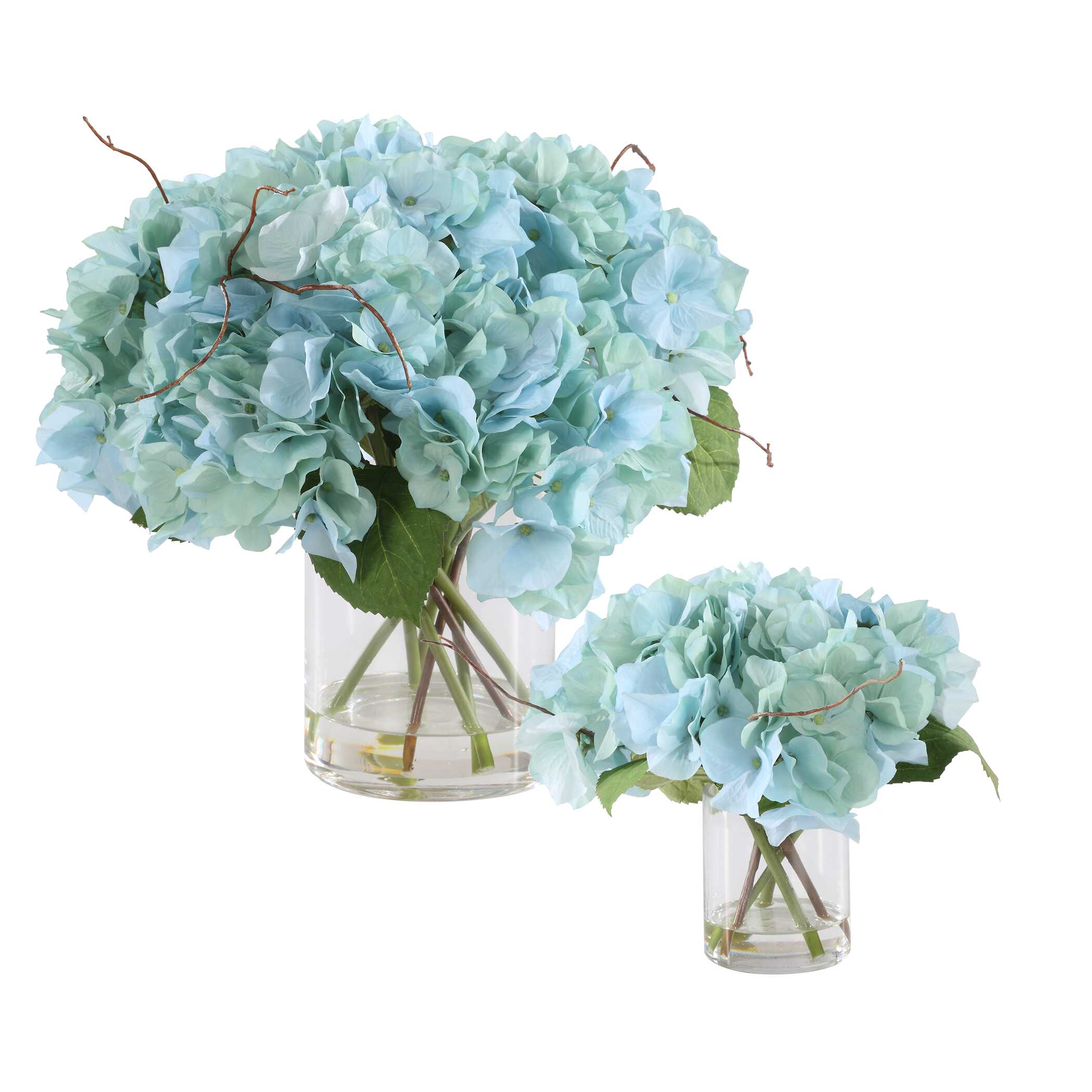 Tranquil Floral Blooms In Glass Vases Set/2