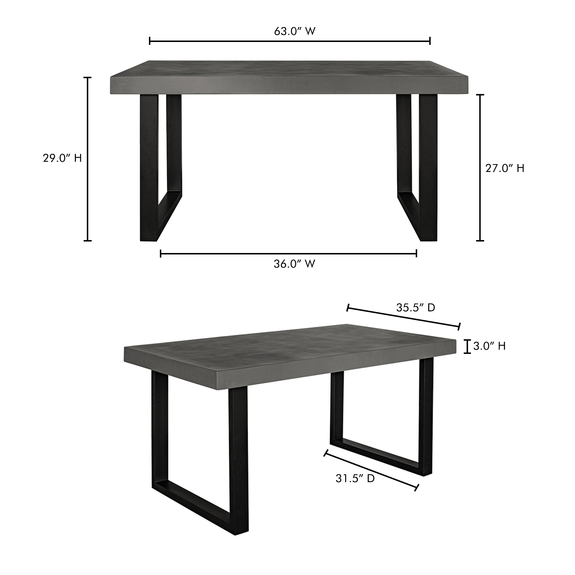 Jedrik Small Outdoor Dining Table Dark Grey