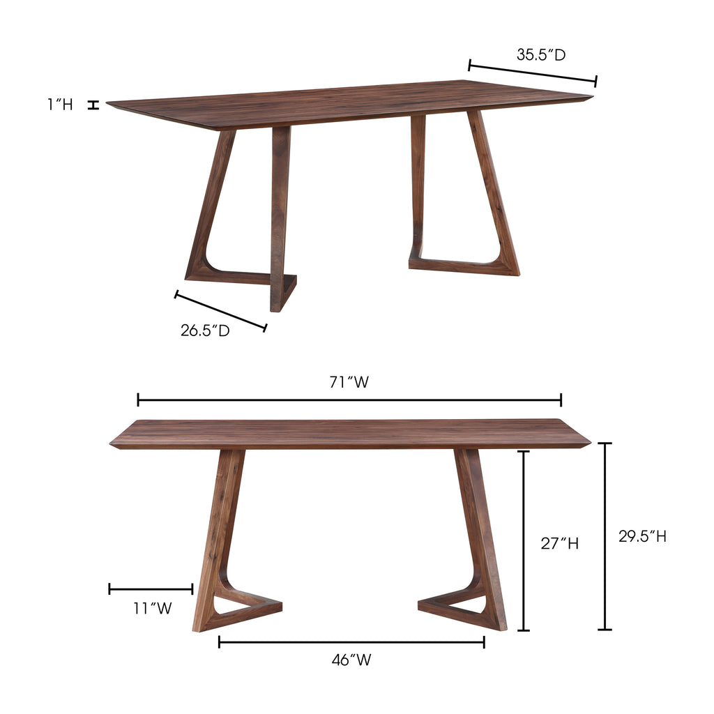 Godenza Rectangular Dining Table Walnut