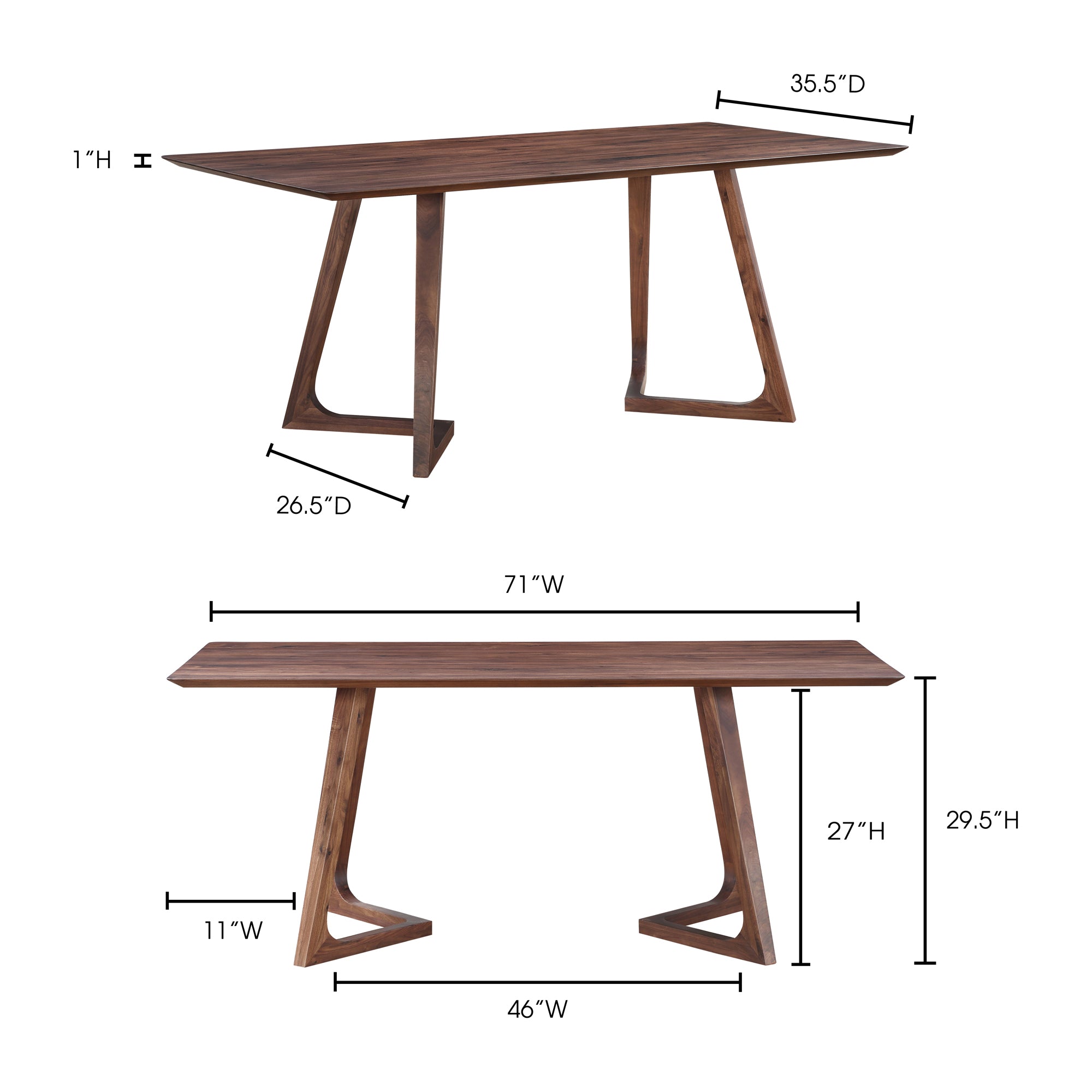 Godenza Rectangular Dining Table Walnut