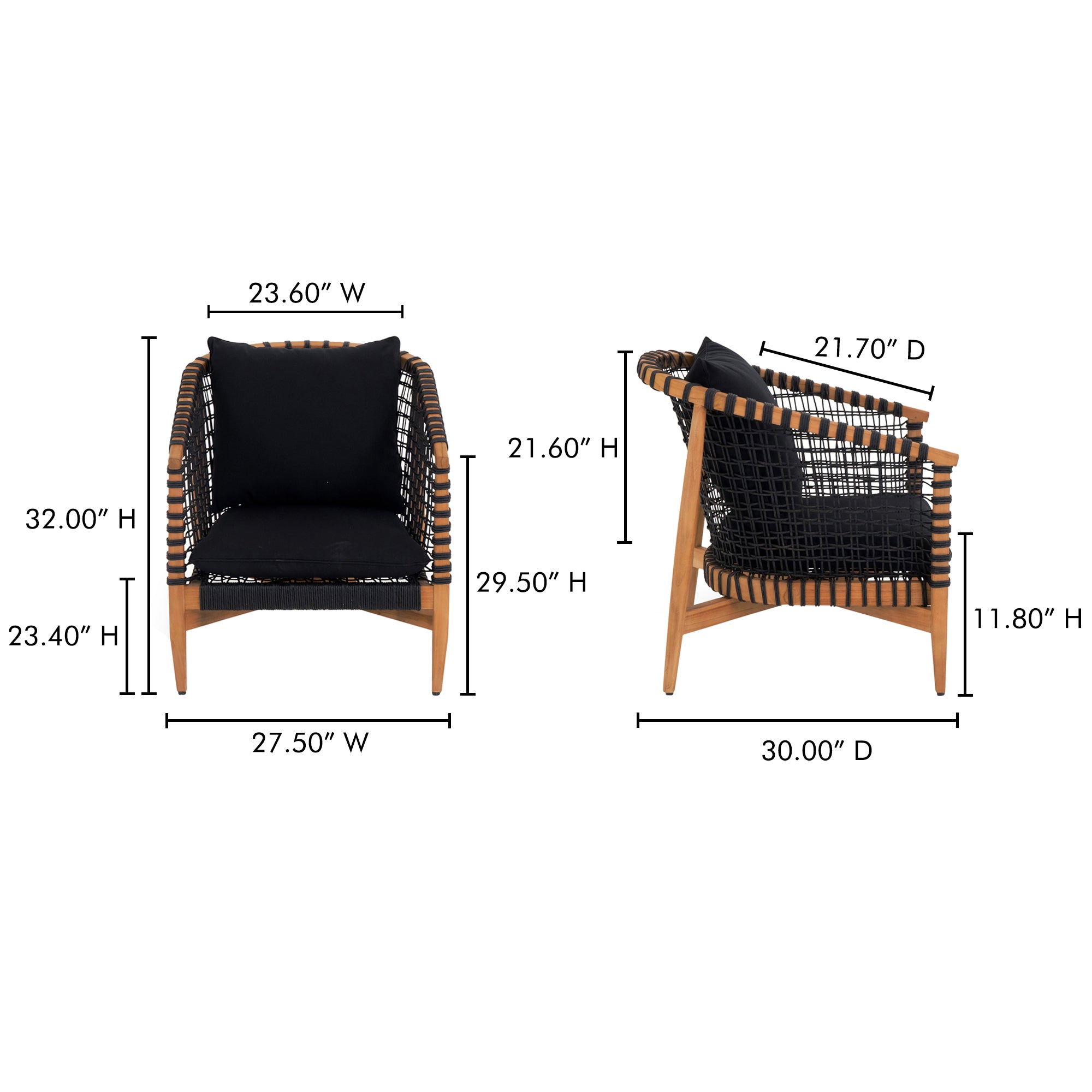 Kuna Outdoor Lounge Chair Black