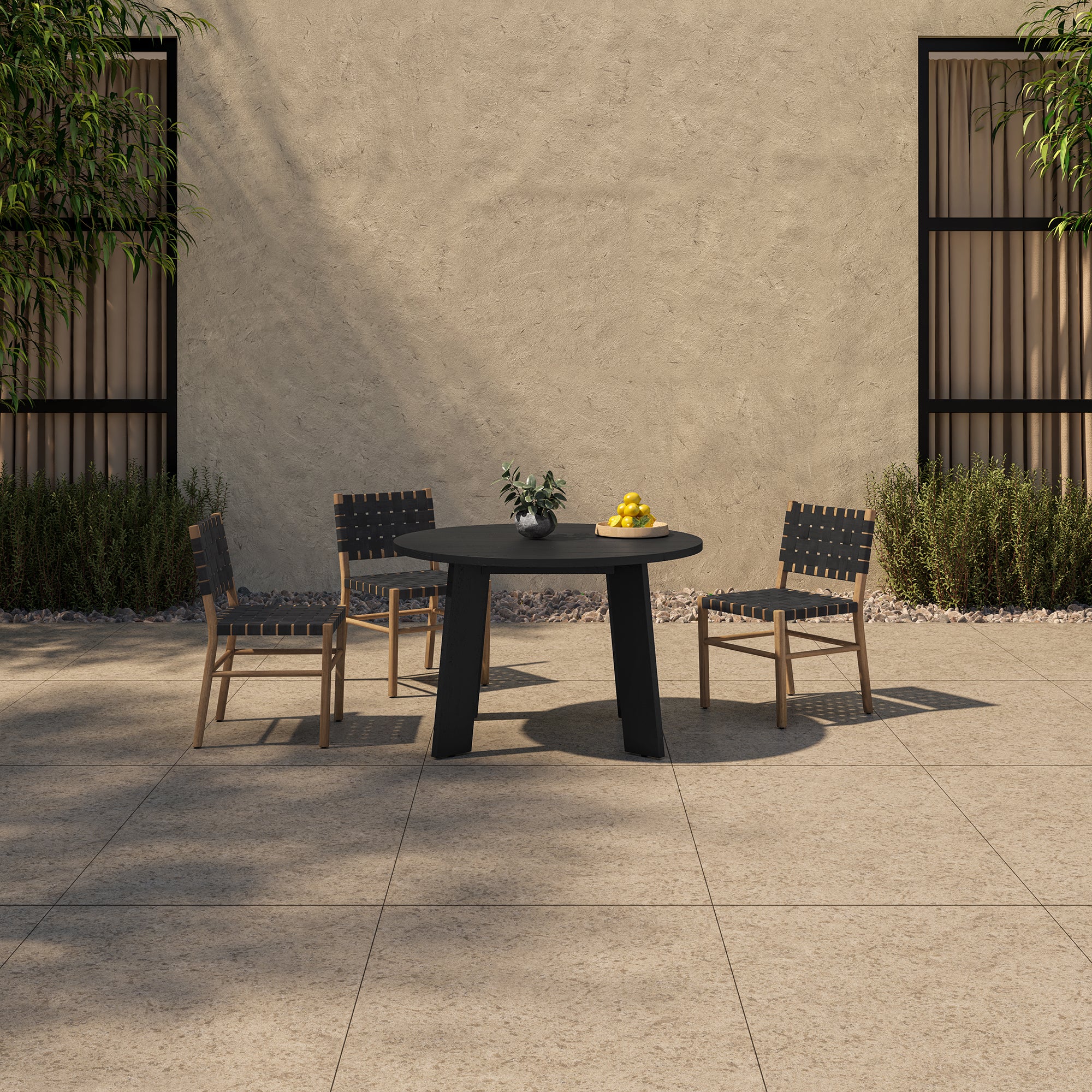Delta Round Outdoor Dining Table Black