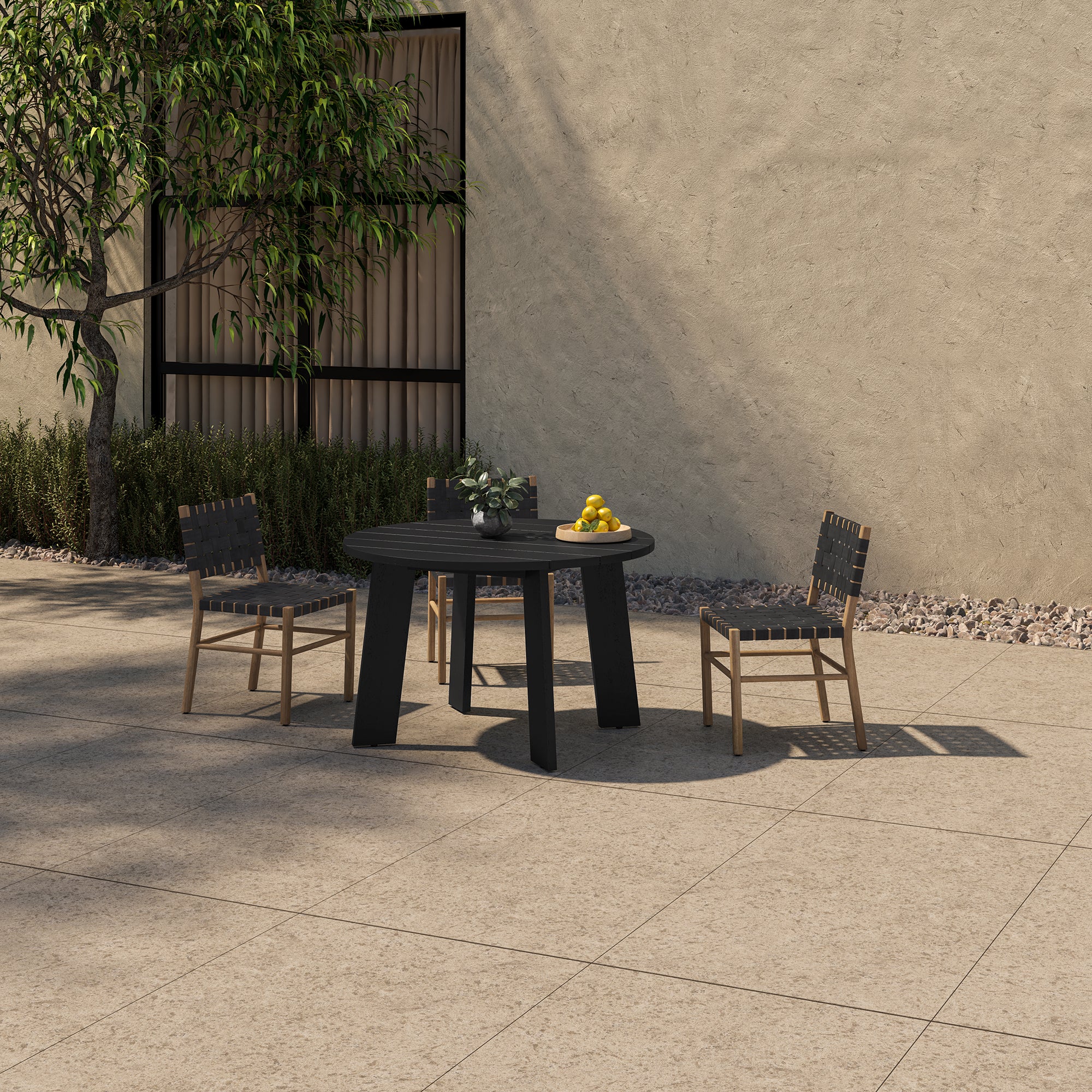 Delta Round Outdoor Dining Table Black