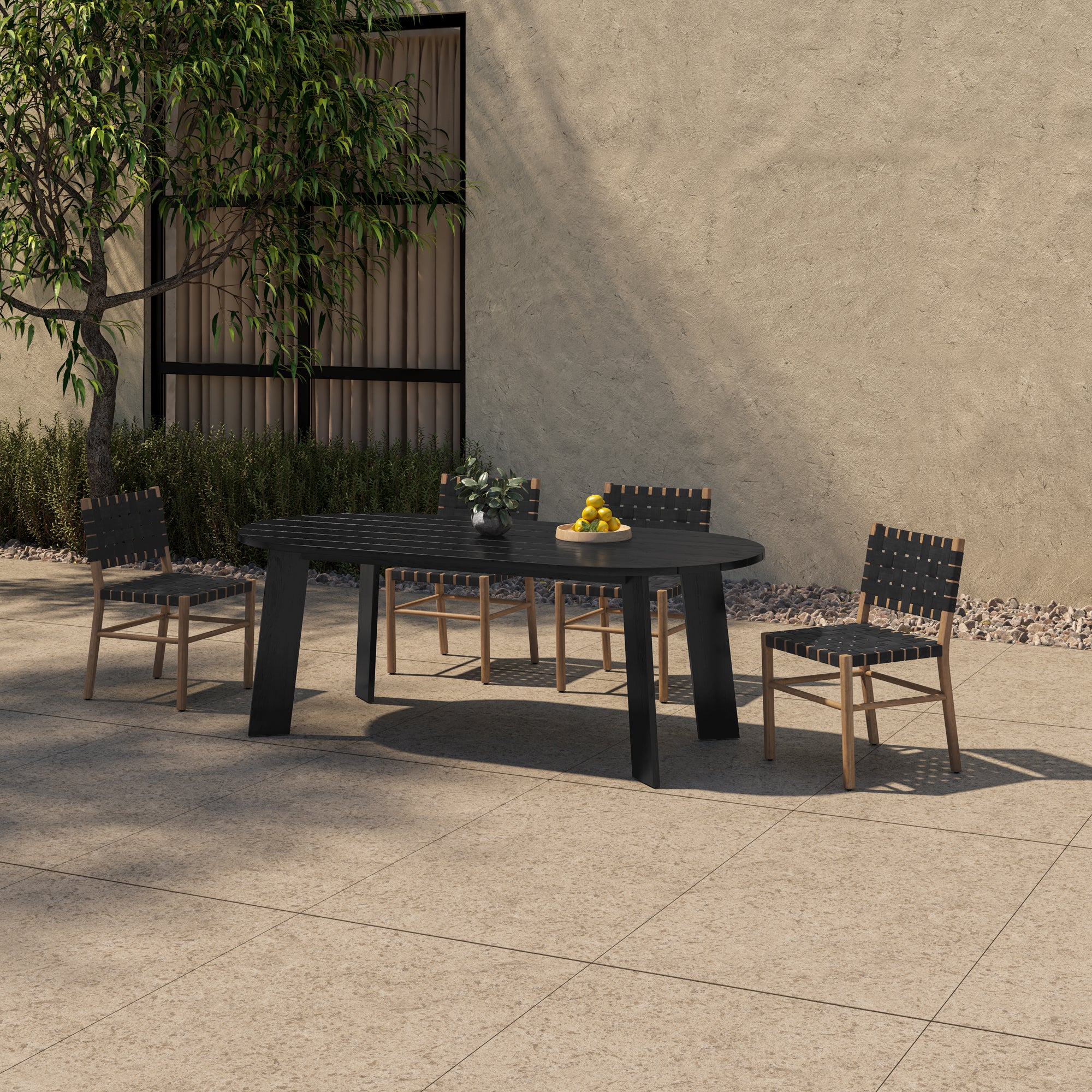 Delta Oval Outdoor Dining Table Black