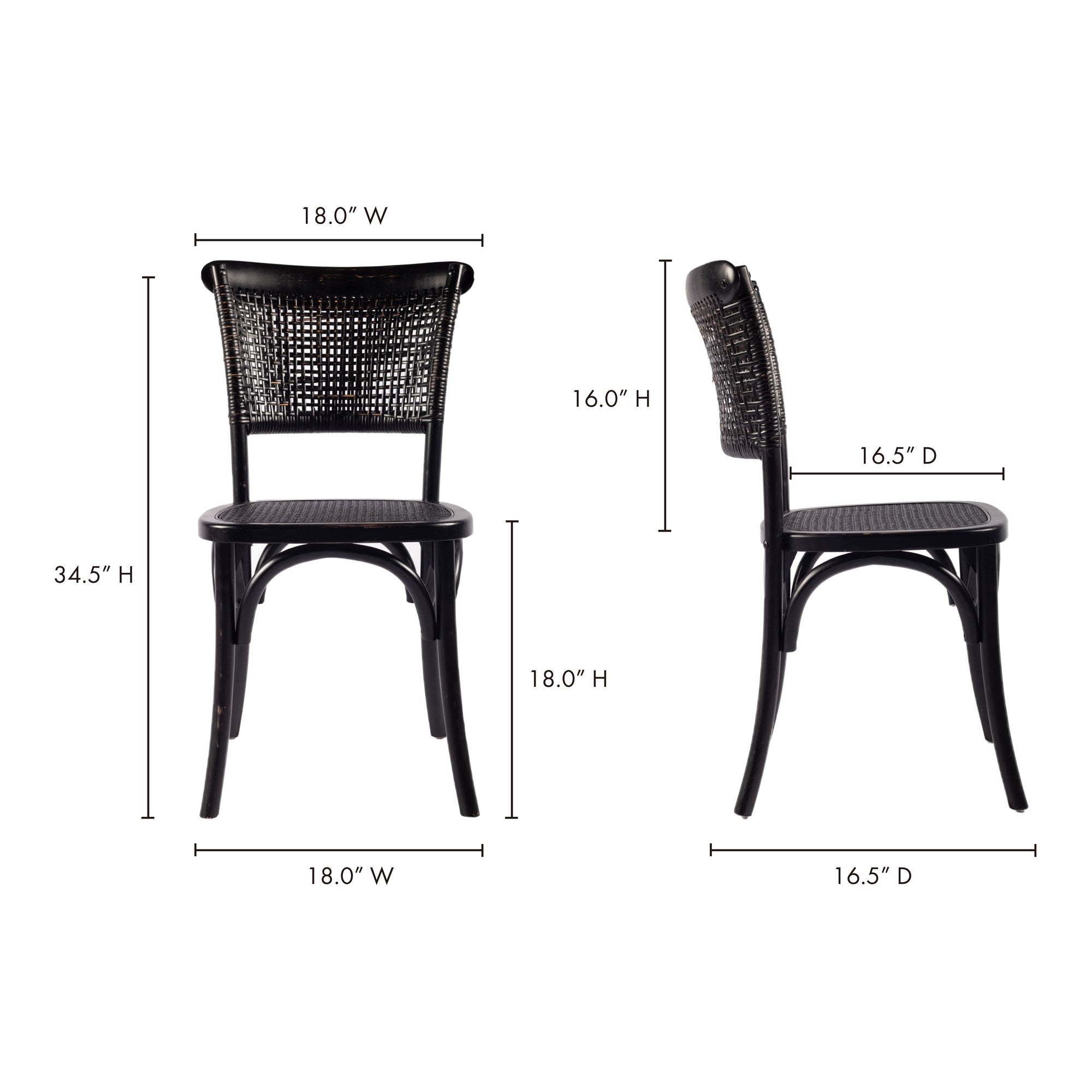 Churchill Dining Chair Antique Black - Set Of Two