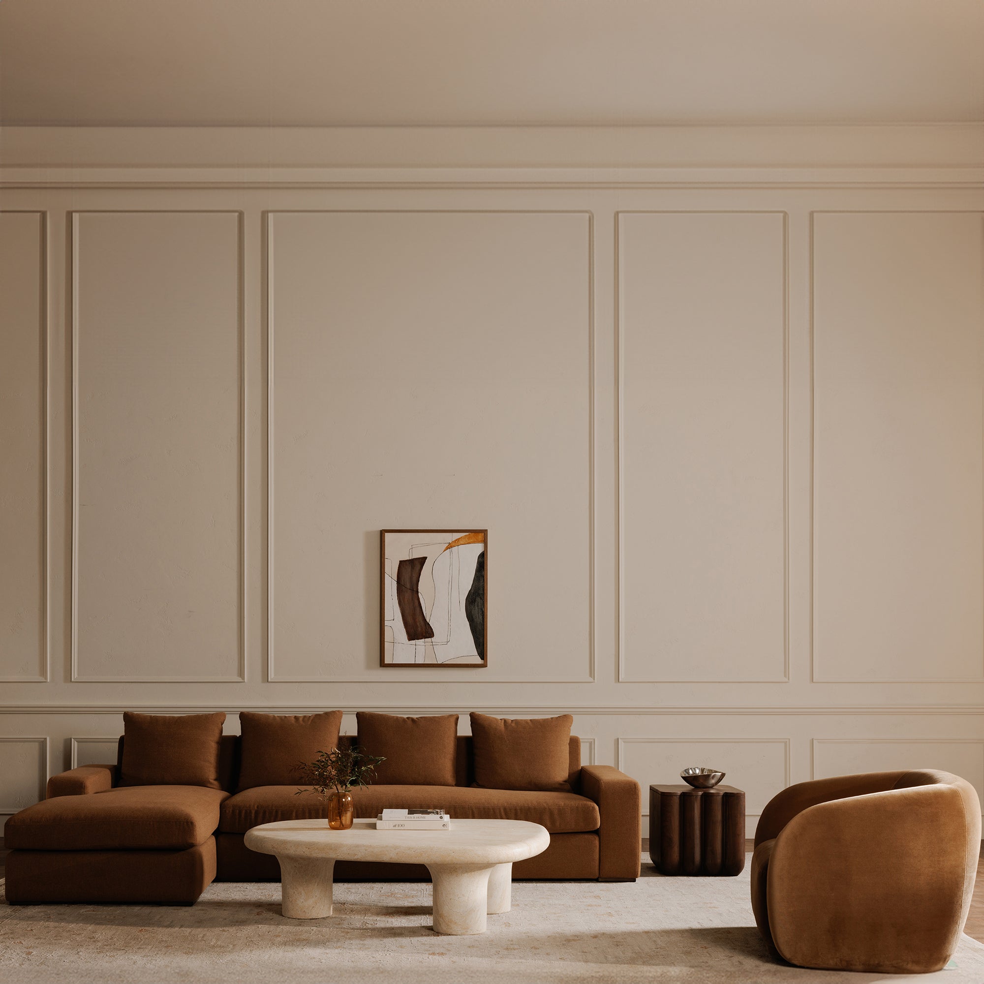 Faye Accent Chair Tan Faux Mohair