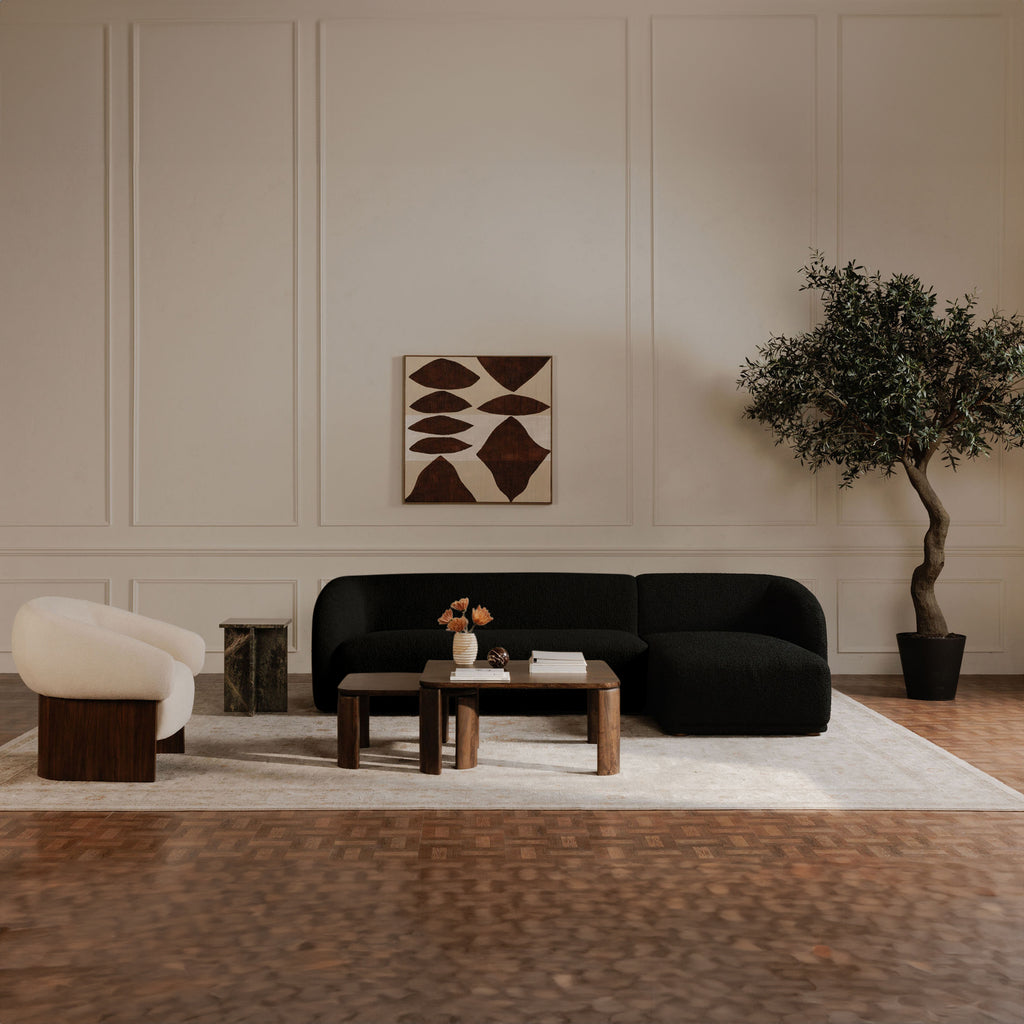Faye Left Sectional Black Boucle