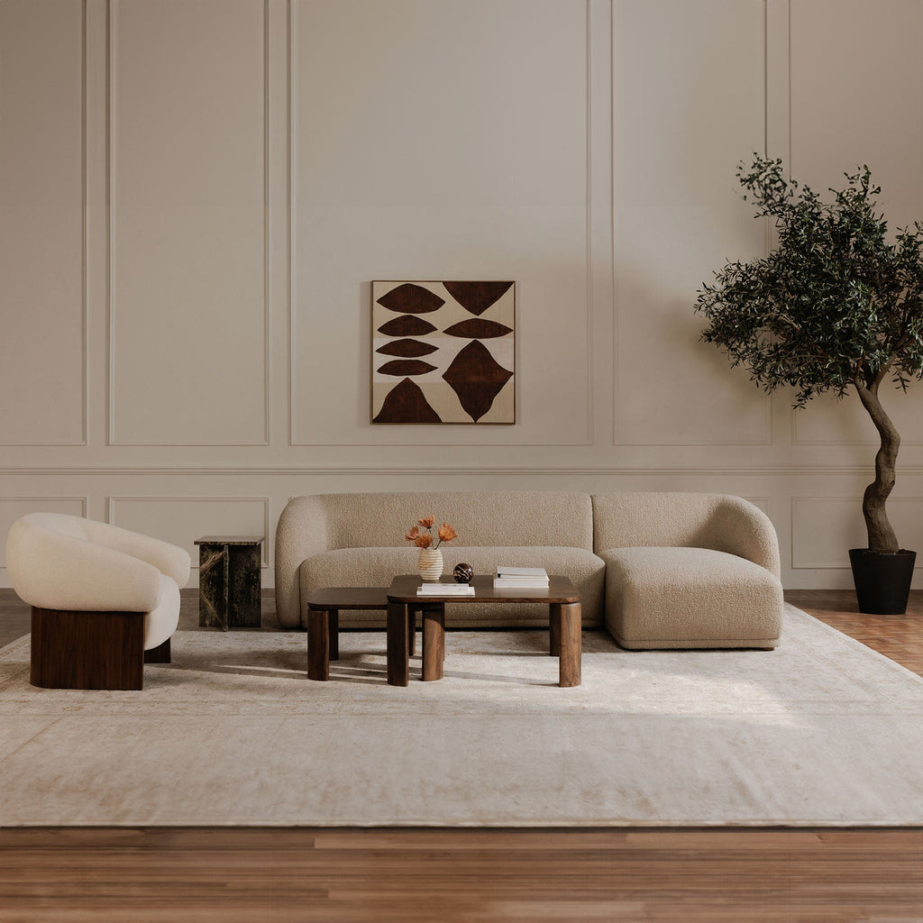 Faye Left Sectional Beige Boucle