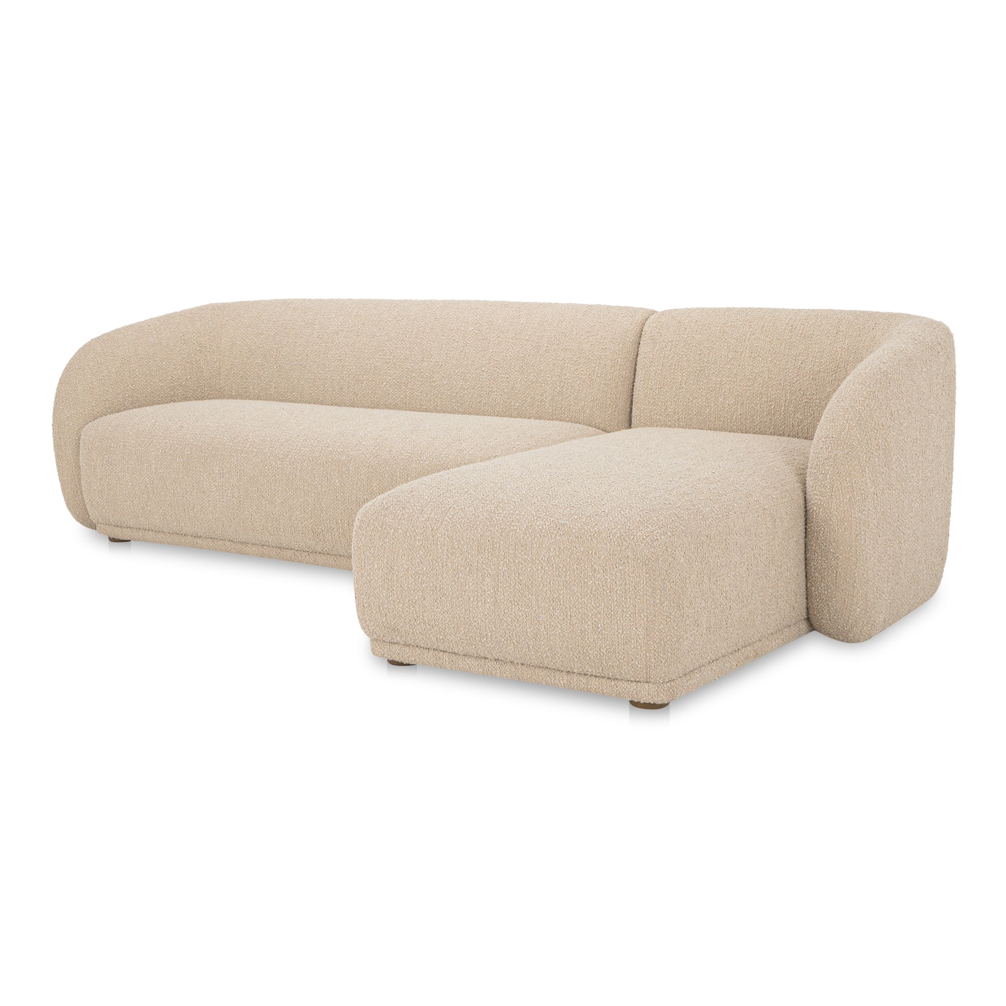 Faye Right Sectional Beige Boucle