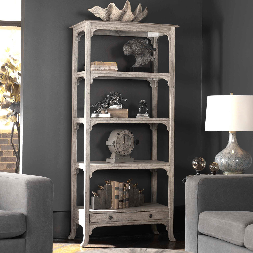 Bridgely Aged White Etagere
