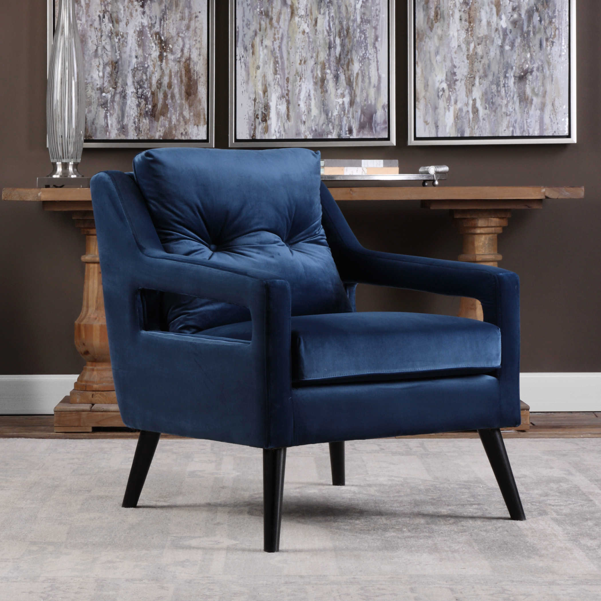 O'Brien Blue Velvet Armchair