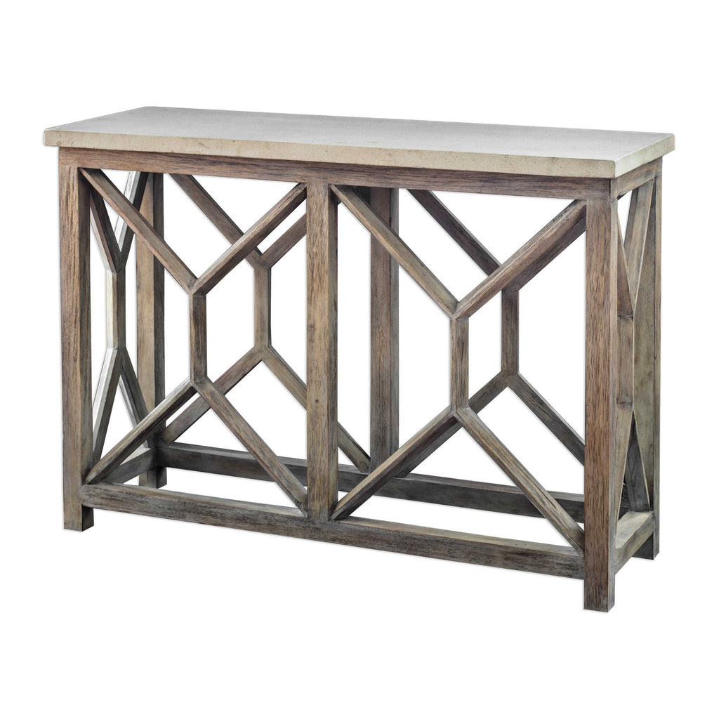 Catali Ivory Stone Console Table