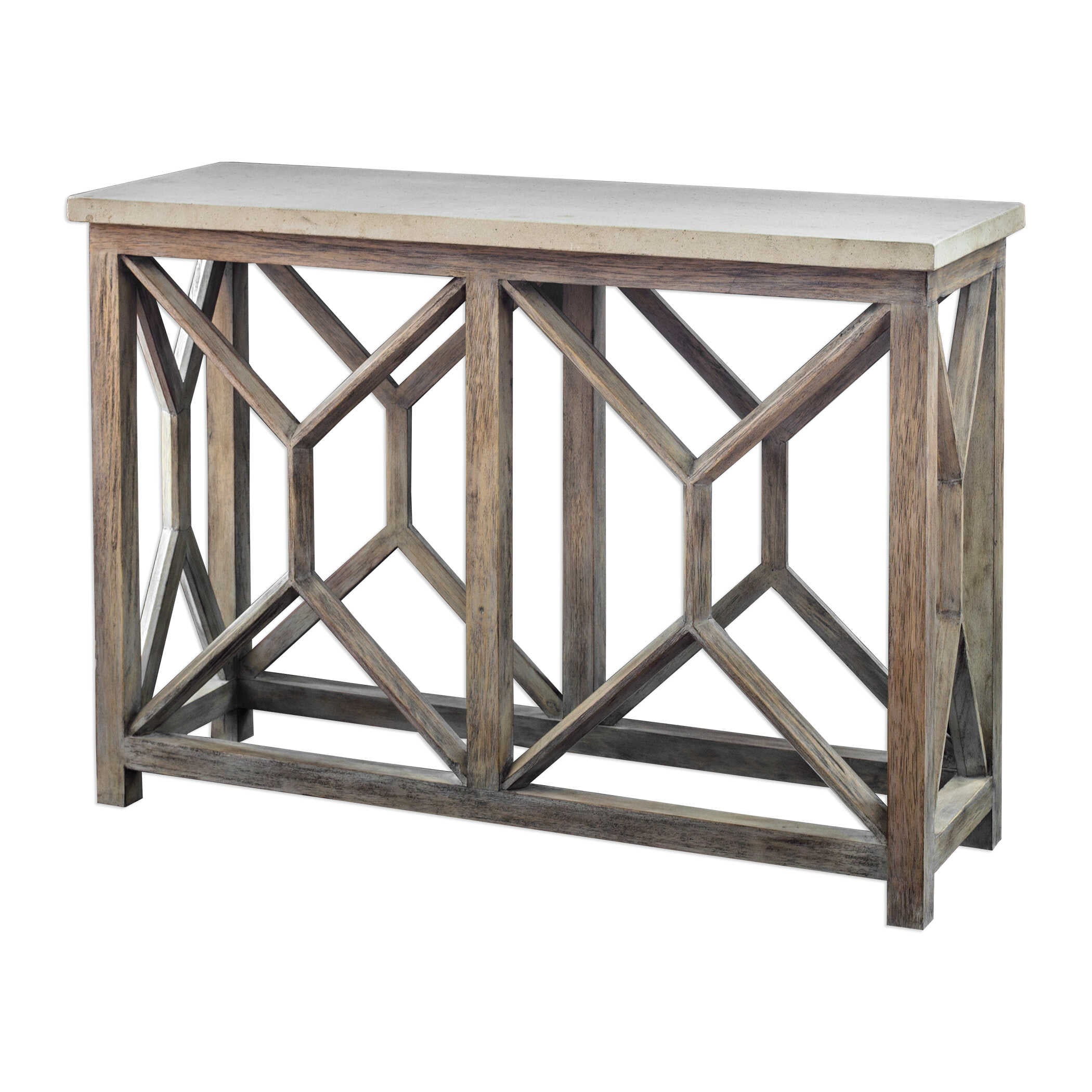 Catali Ivory Stone Console Table