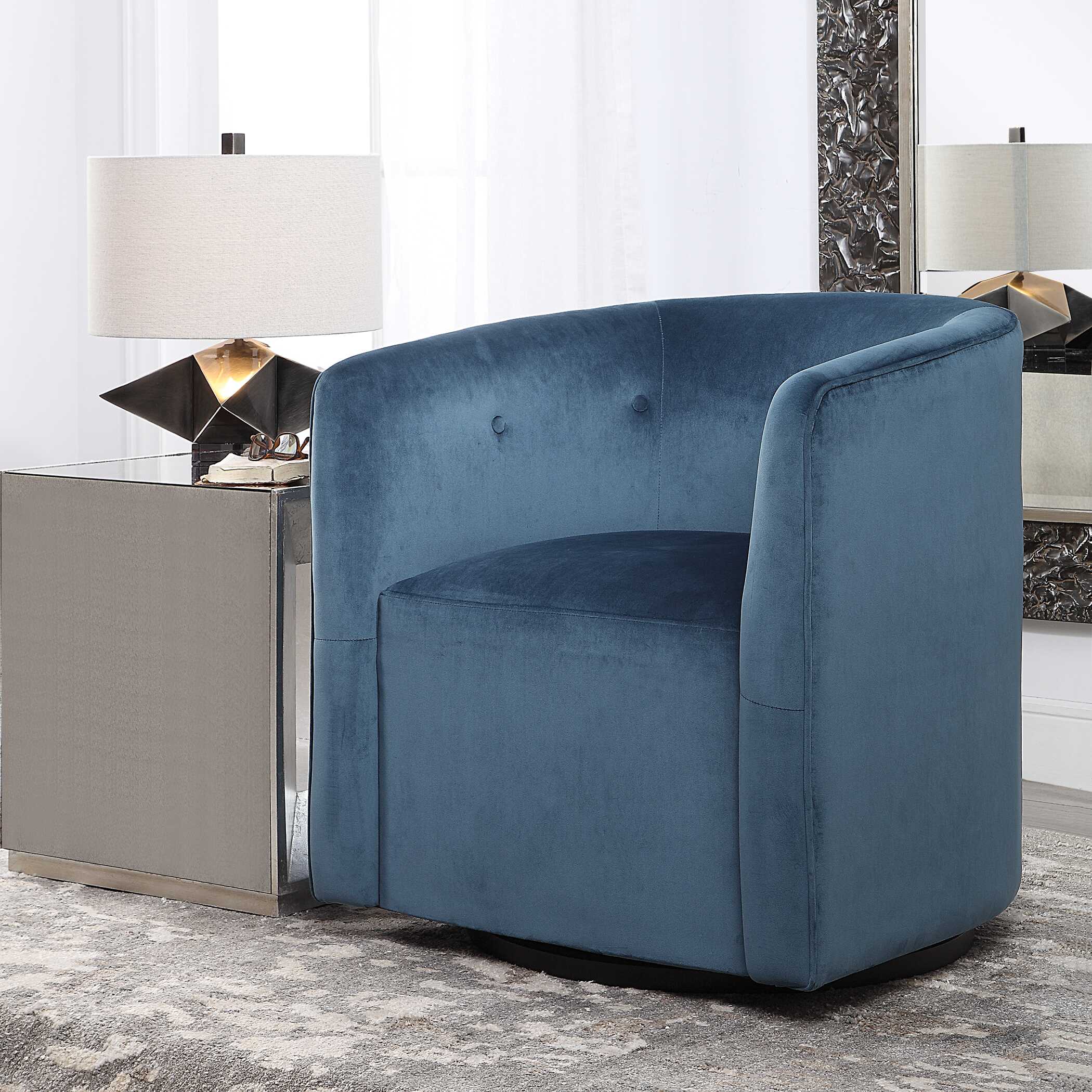 Mallorie Blue Swivel Chair