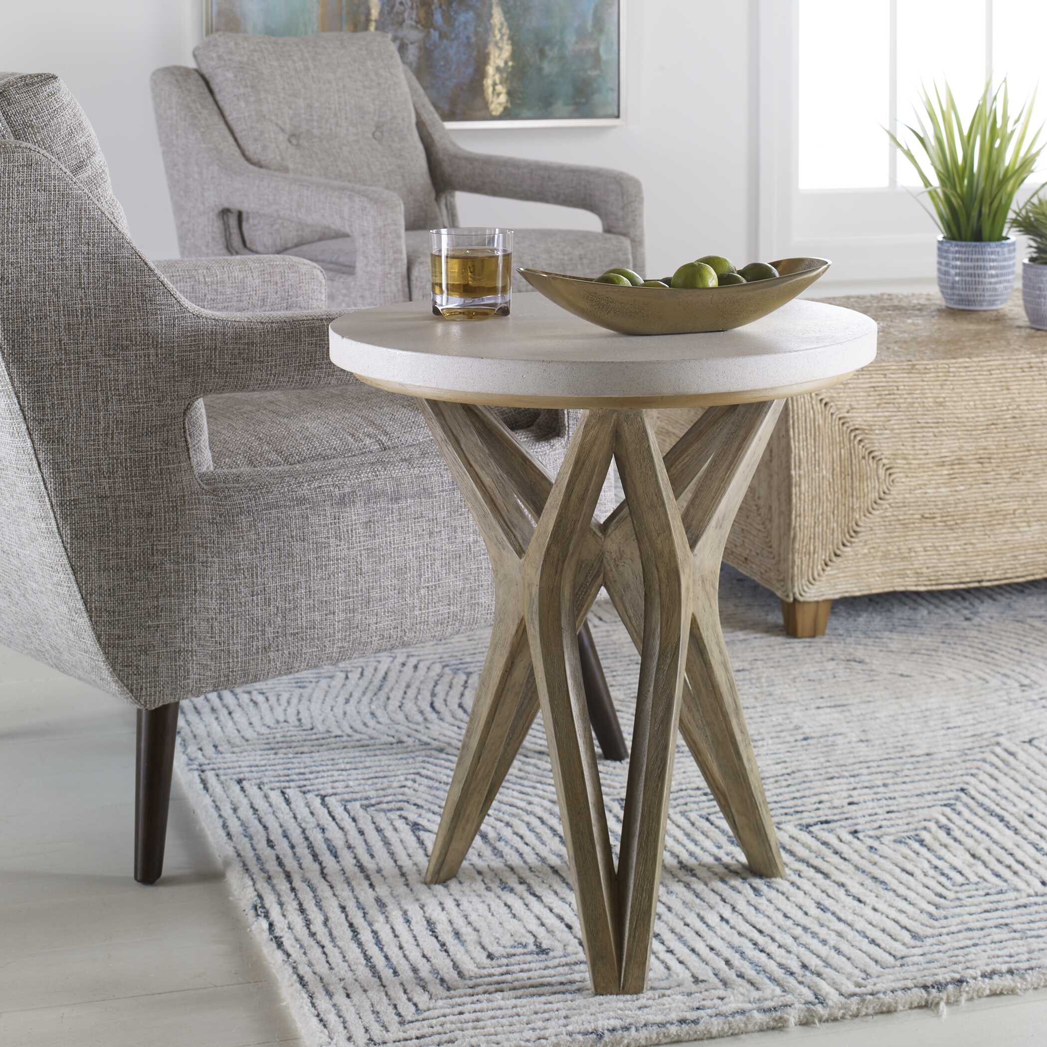 Marnie Limestone Side Table