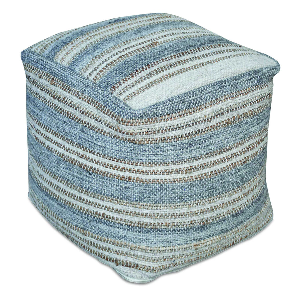 Mesick Handwoven Gray Pouf