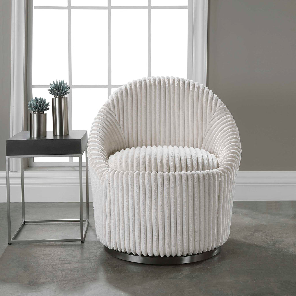 Crue White Swivel Chair