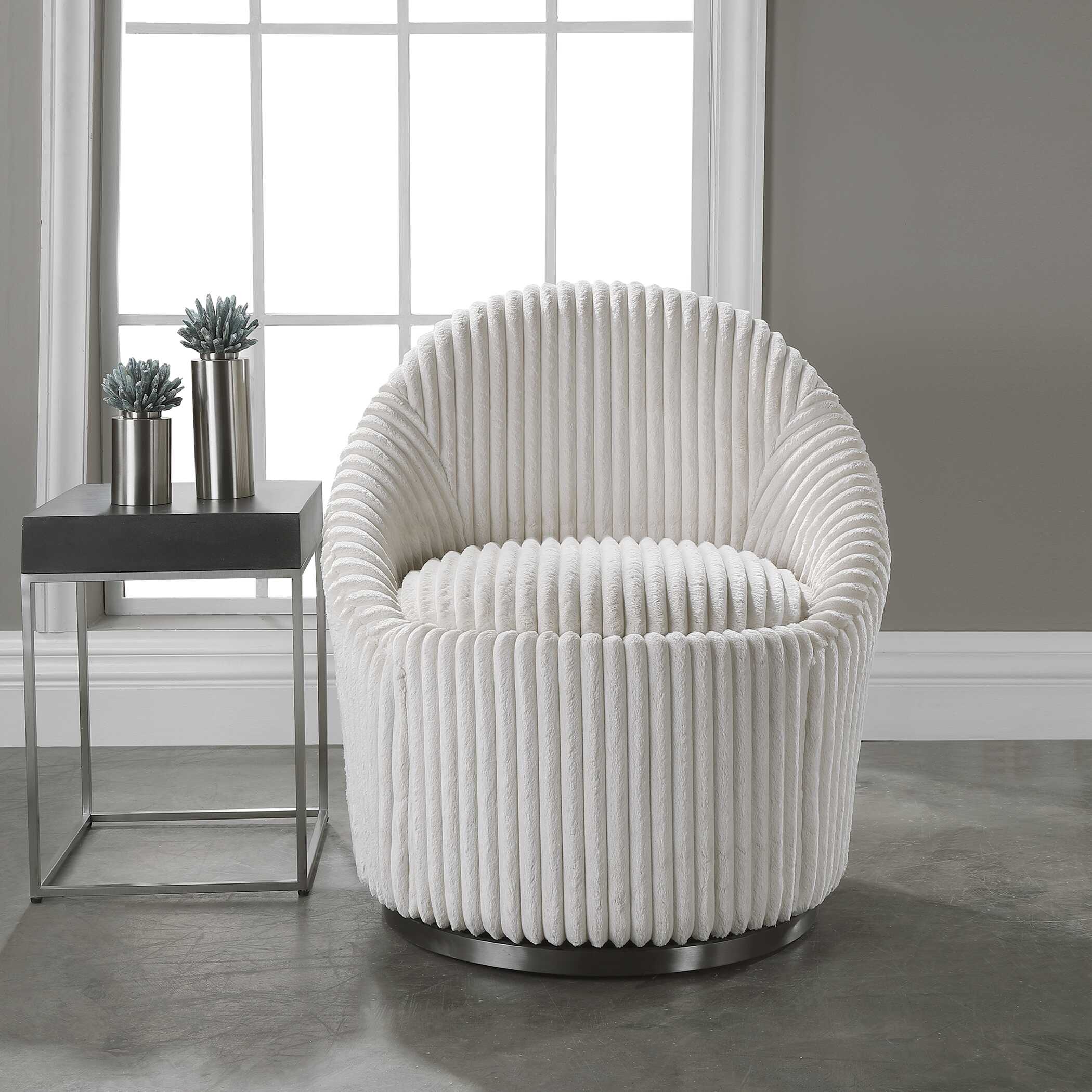Crue White Swivel Chair