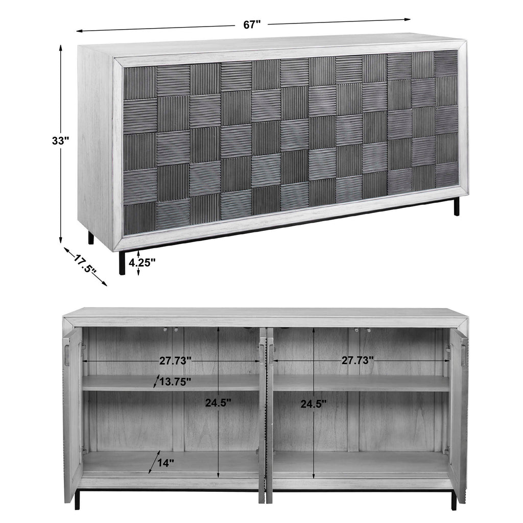 Checkerboard 4 Door Gray Cabinet