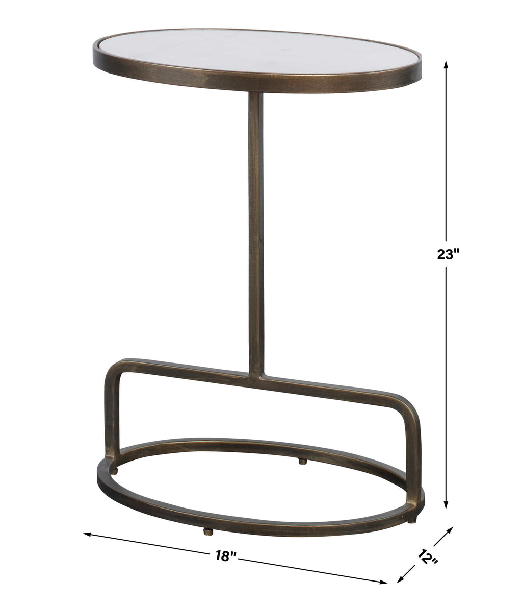 Jessenia White Marble Accent Table