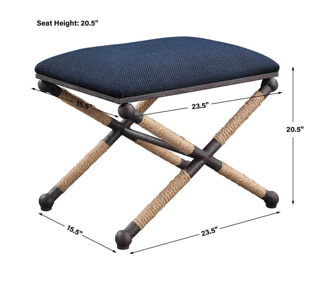 Firth Small Navy Fabric Bench