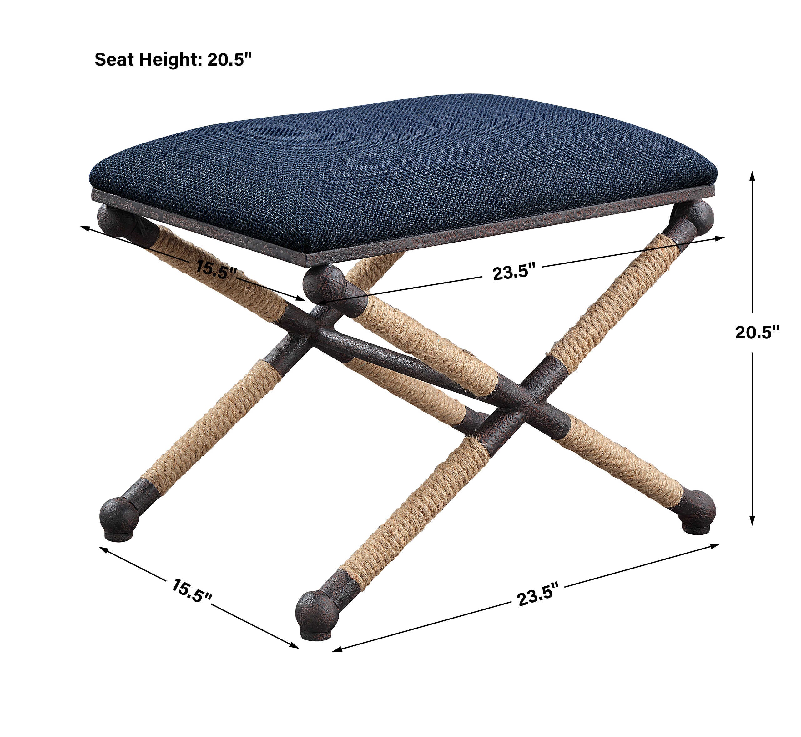 Firth Small Navy Fabric Bench