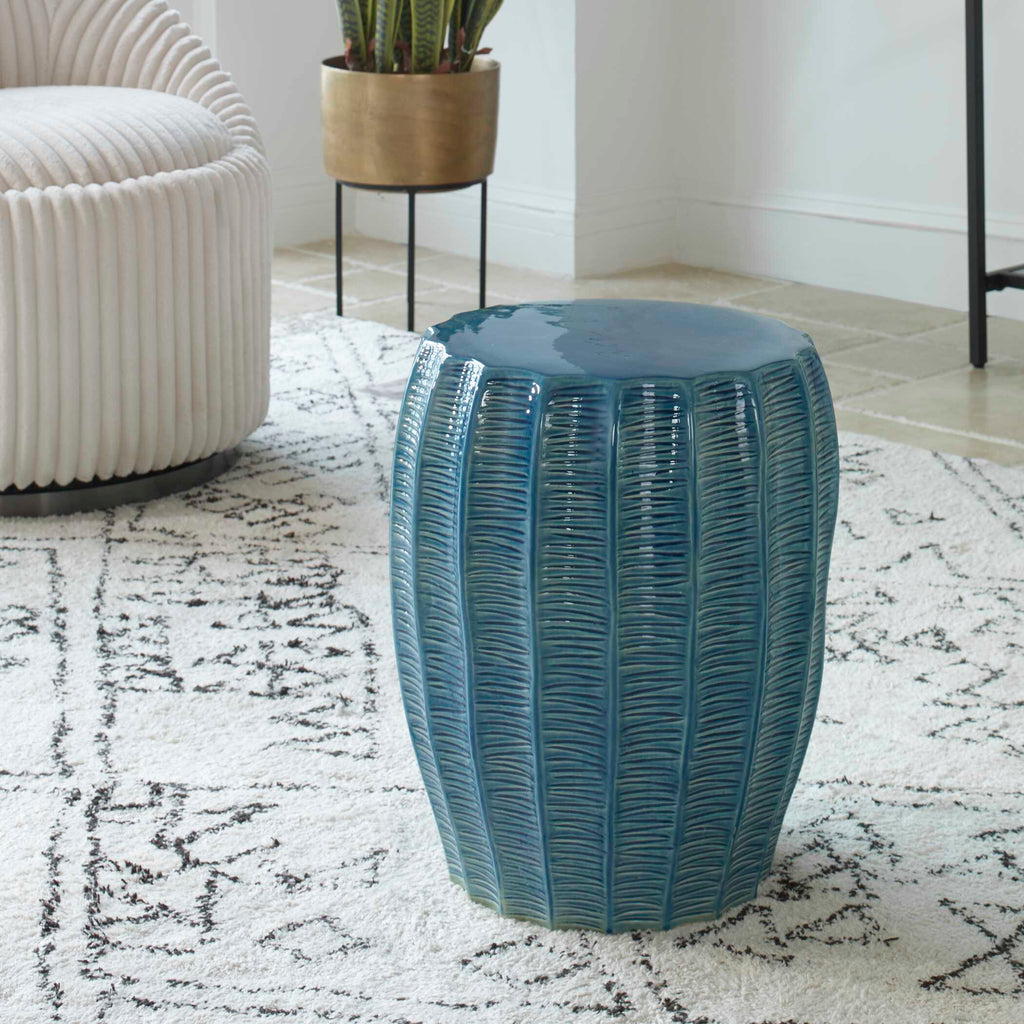 Harbor Aqua Blue Garden Stool