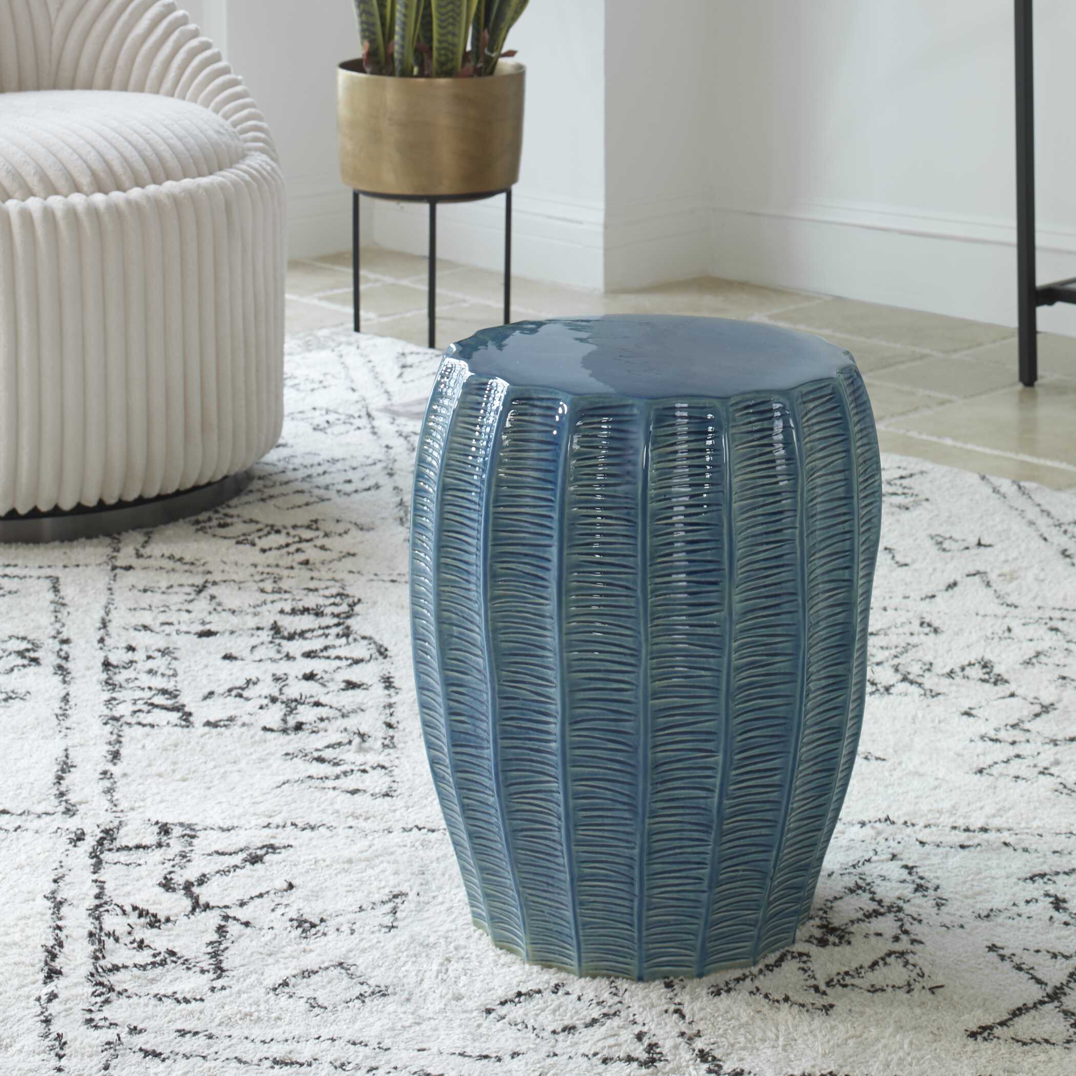 Harbor Aqua Blue Garden Stool