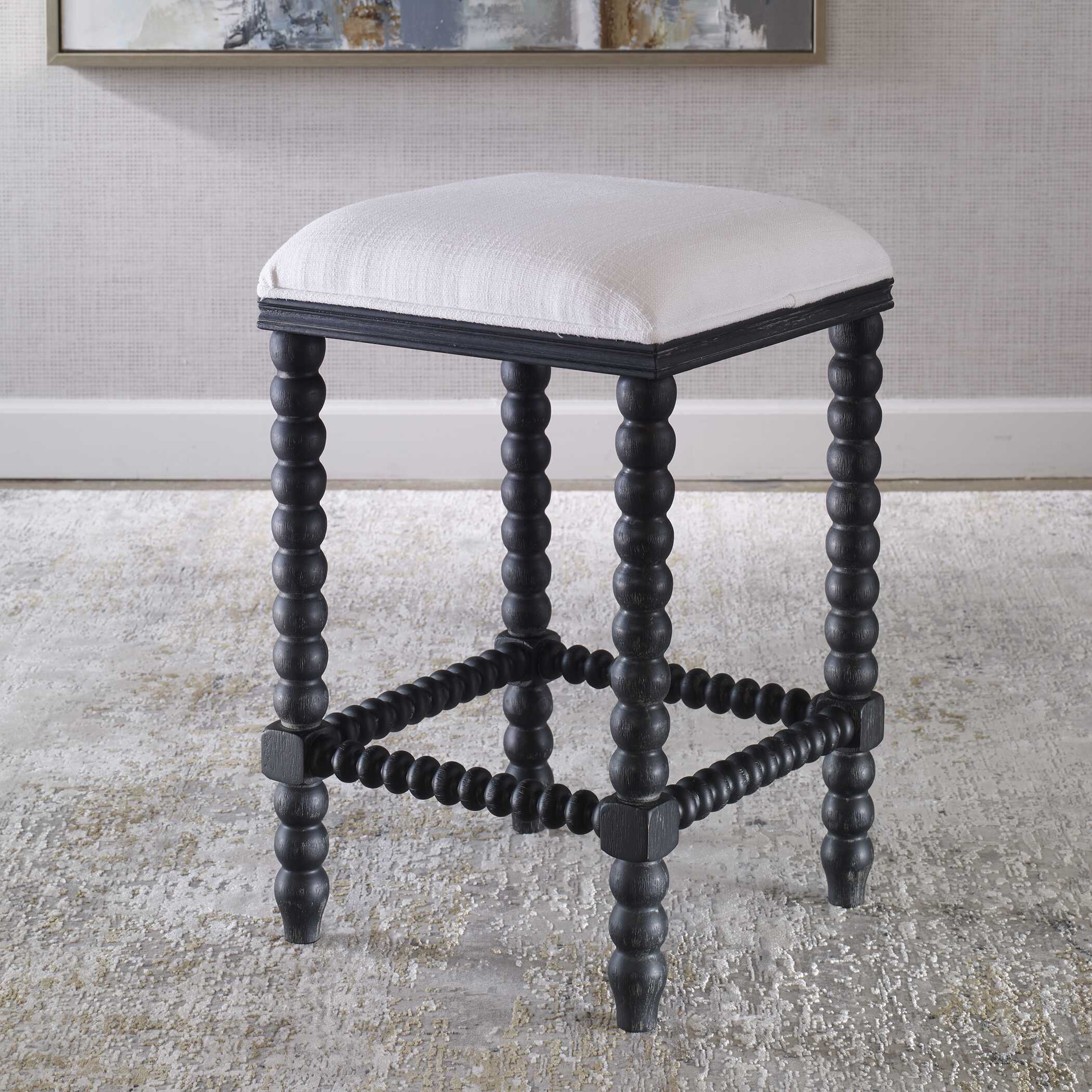 Pryce Black Backless Counter Stool