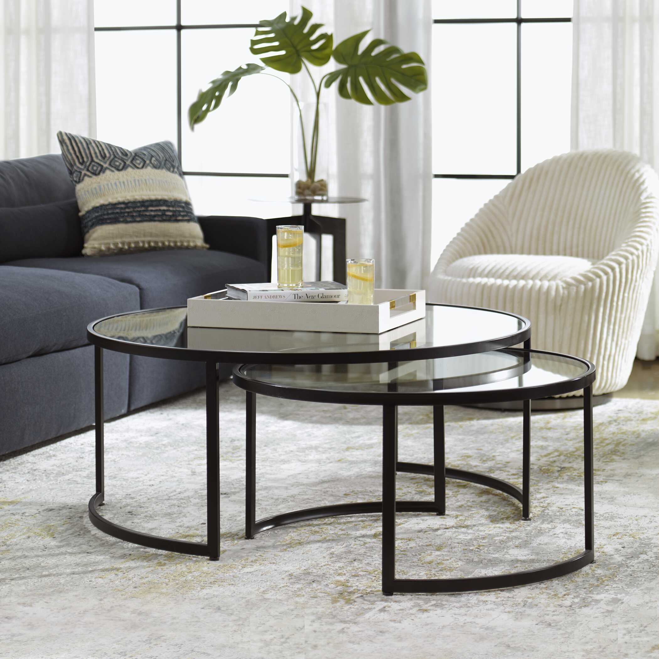 Rhea Black Nesting Coffee Tables Set/2