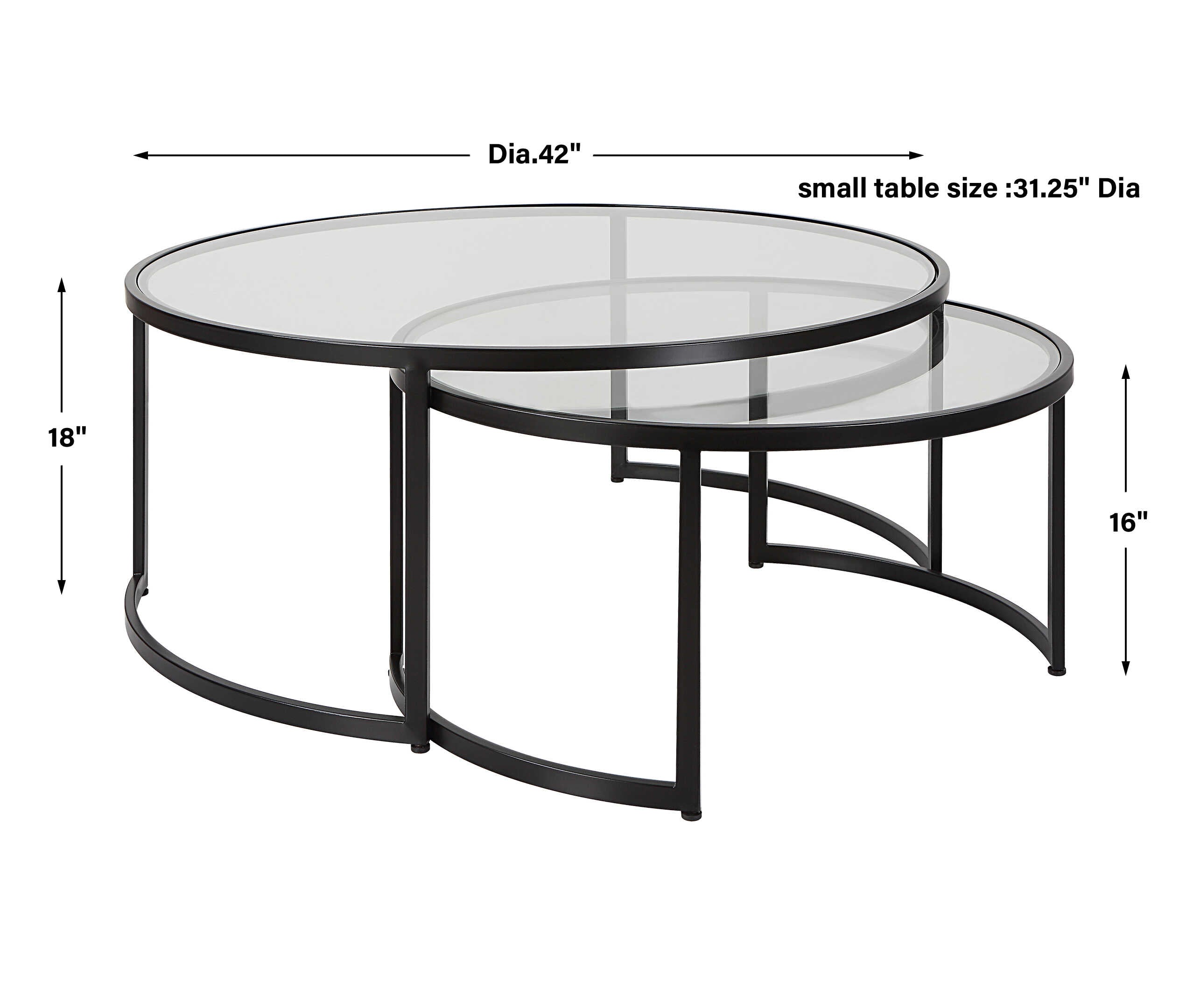 Rhea Black Nesting Coffee Tables Set/2