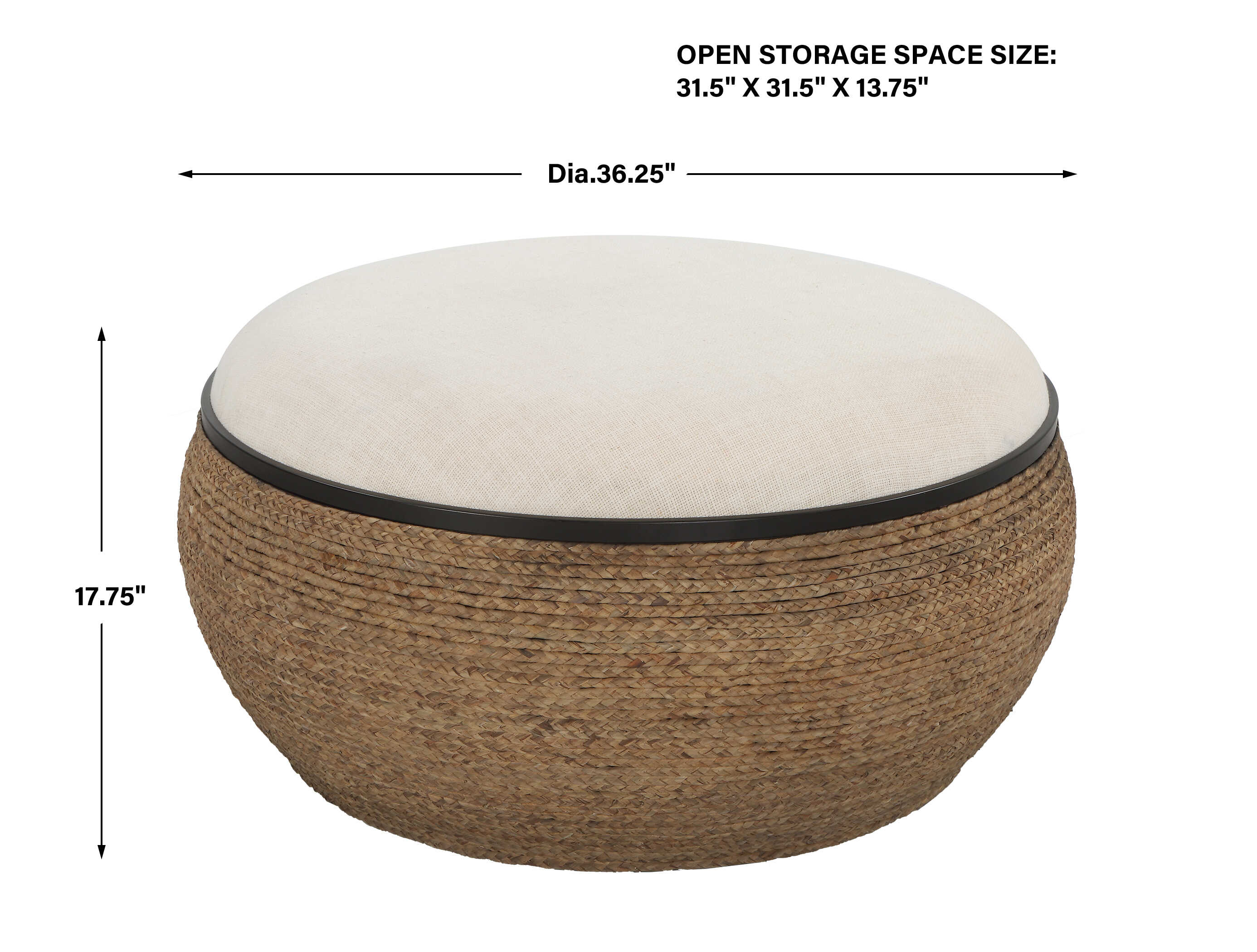 Island Straw Storage Ottoman / Coffee Table
