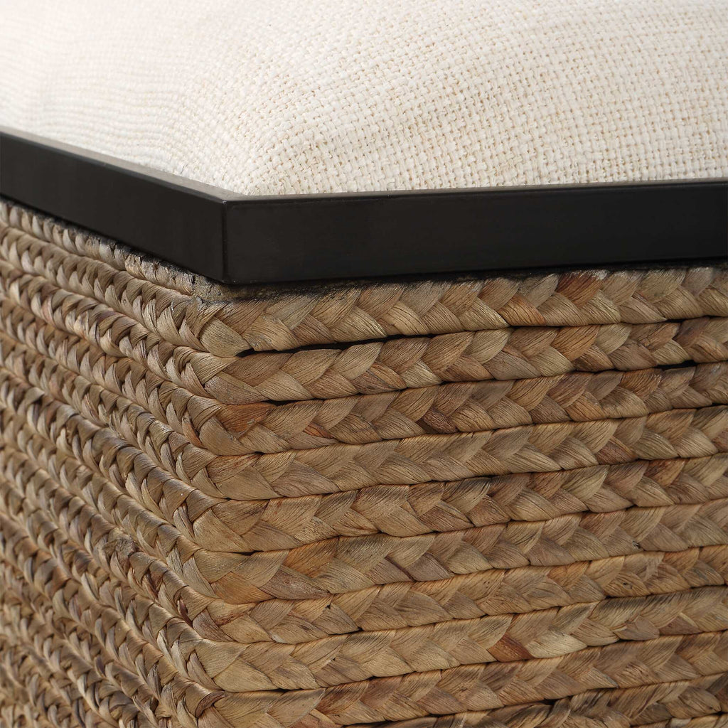 Island Square Straw Accent Stool