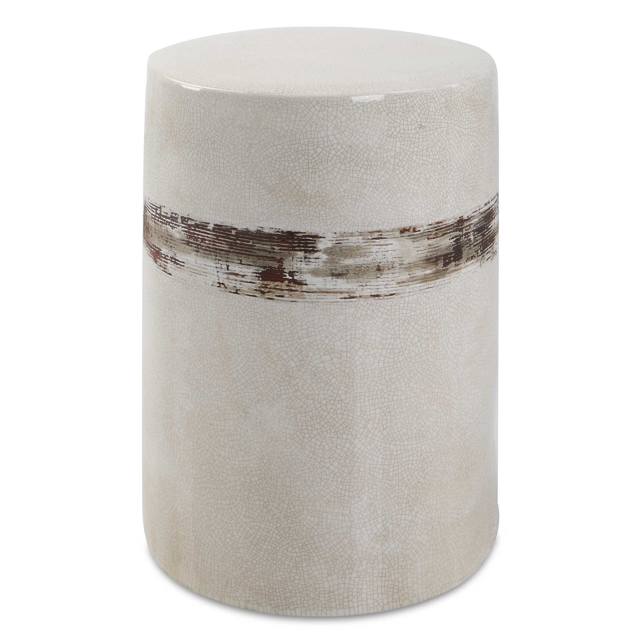 Comanche White Ceramic Garden Stool