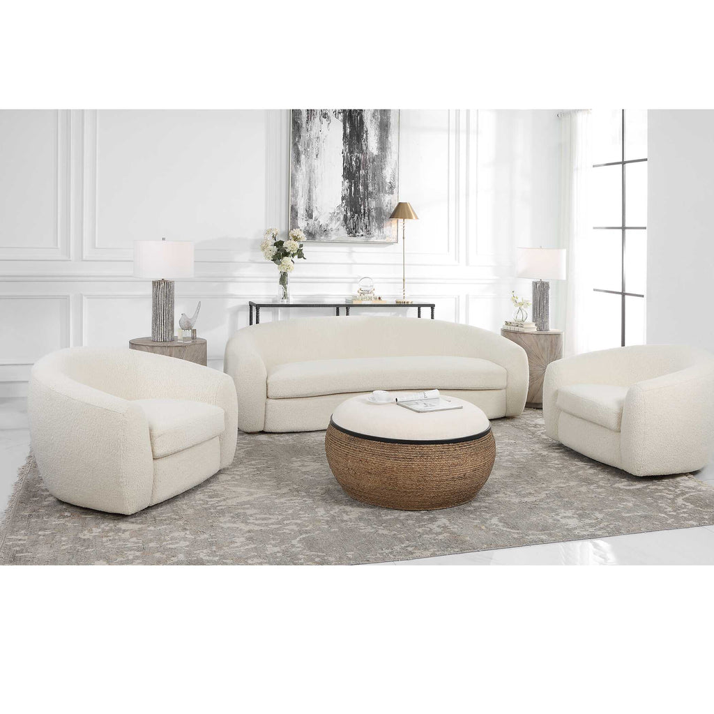 Capra Art Deco White Sofa