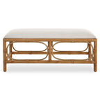 Laguna White Fabric Rattan Bench