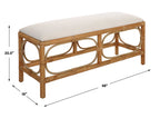 Laguna White Fabric Rattan Bench