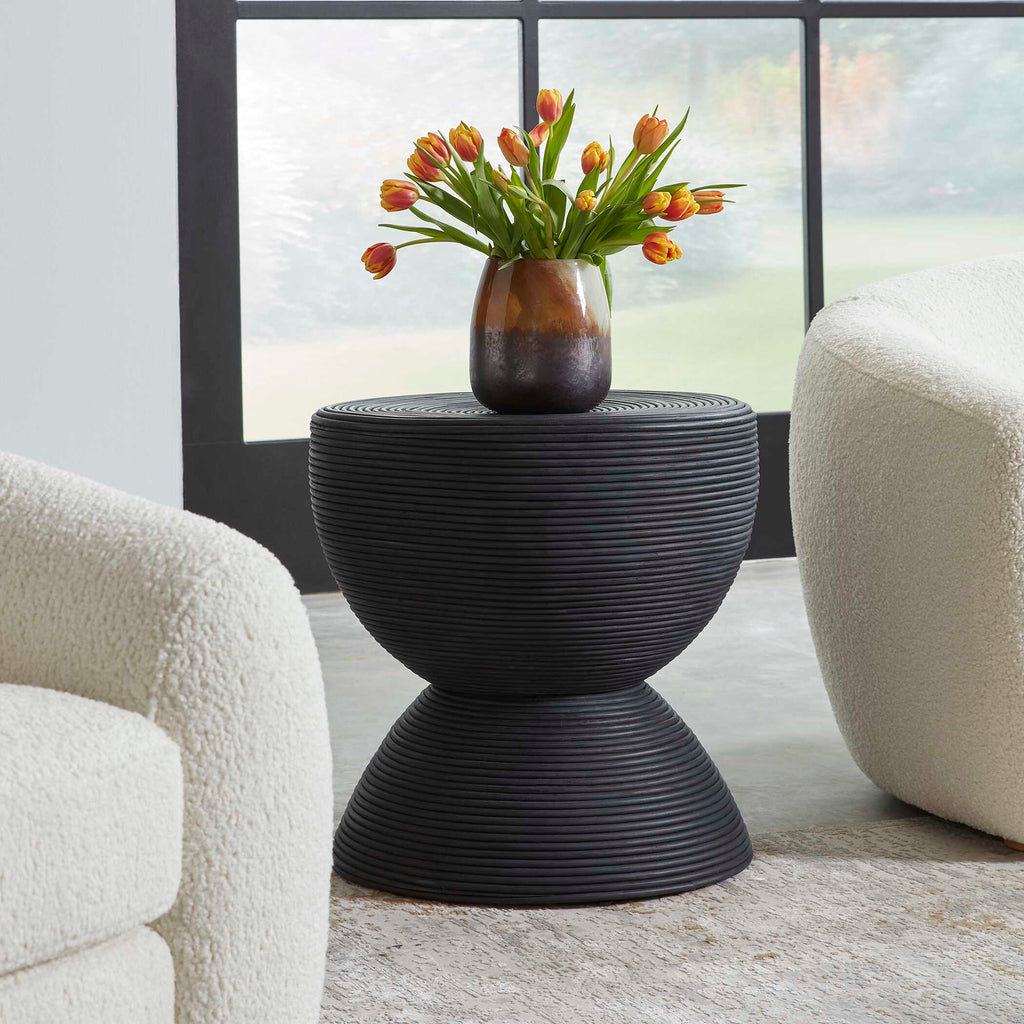 Bongo Black Rattan Side Table