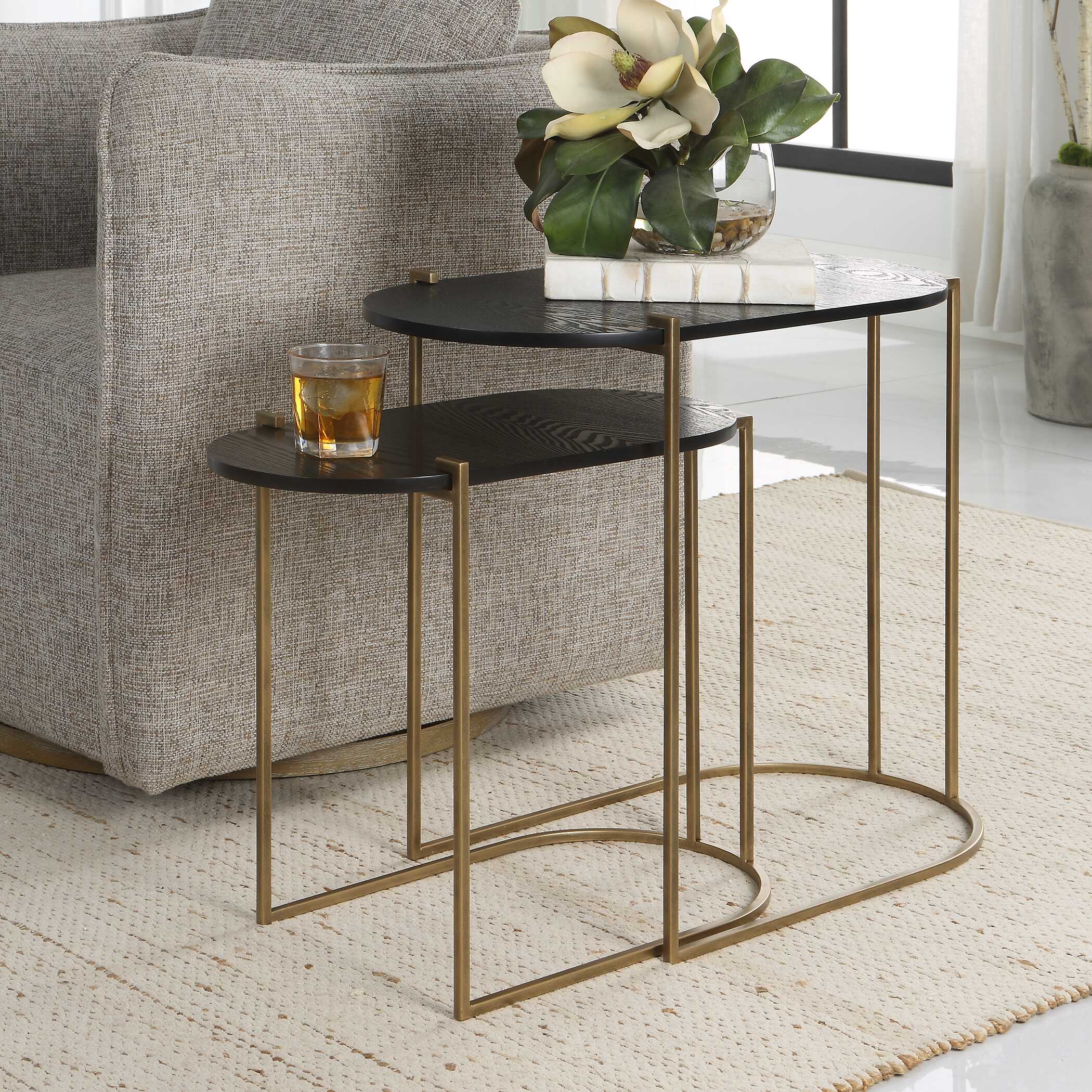 Aztec Wood Nesting Tables Set/2
