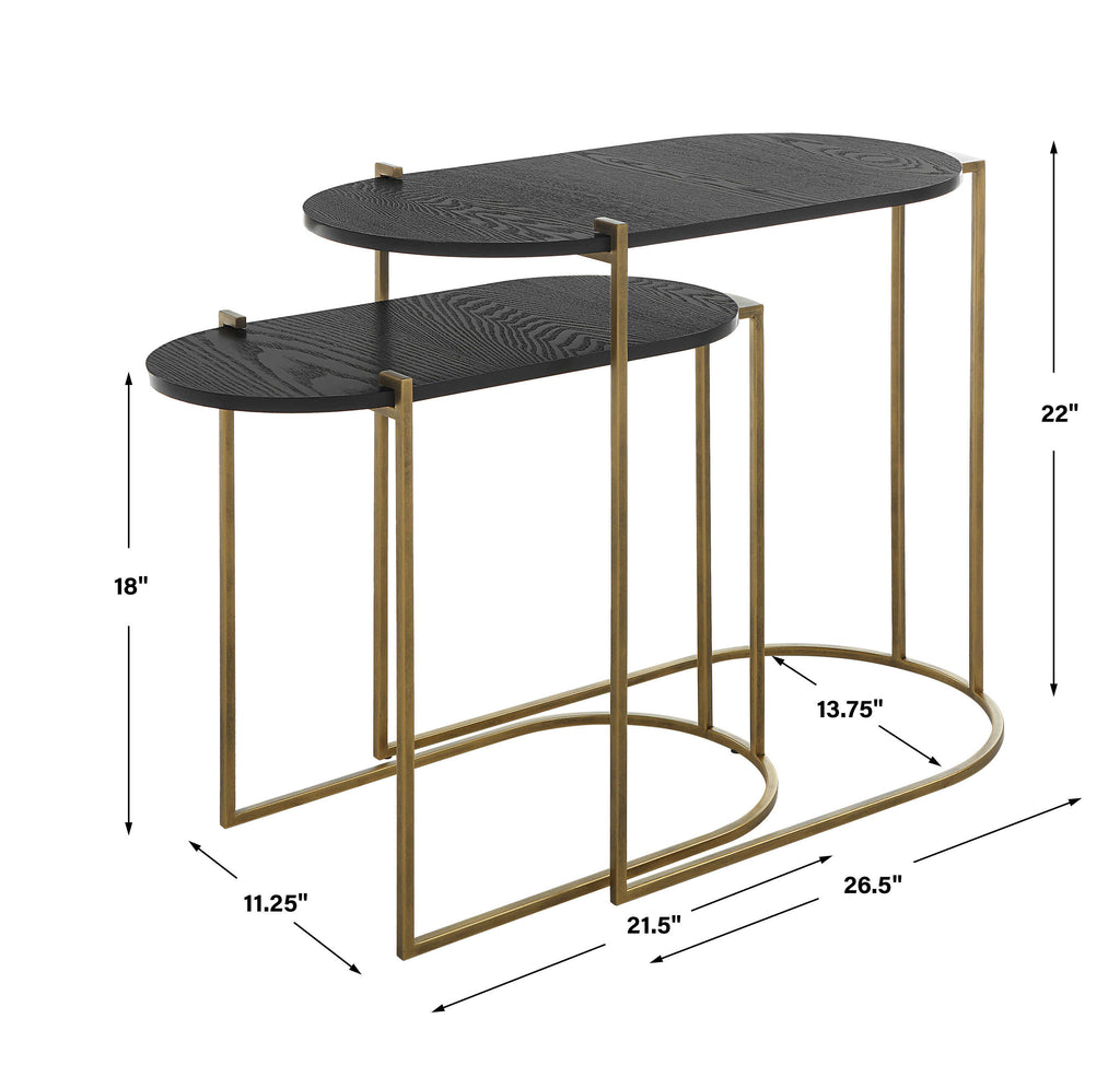 Aztec Wood Nesting Tables Set/2