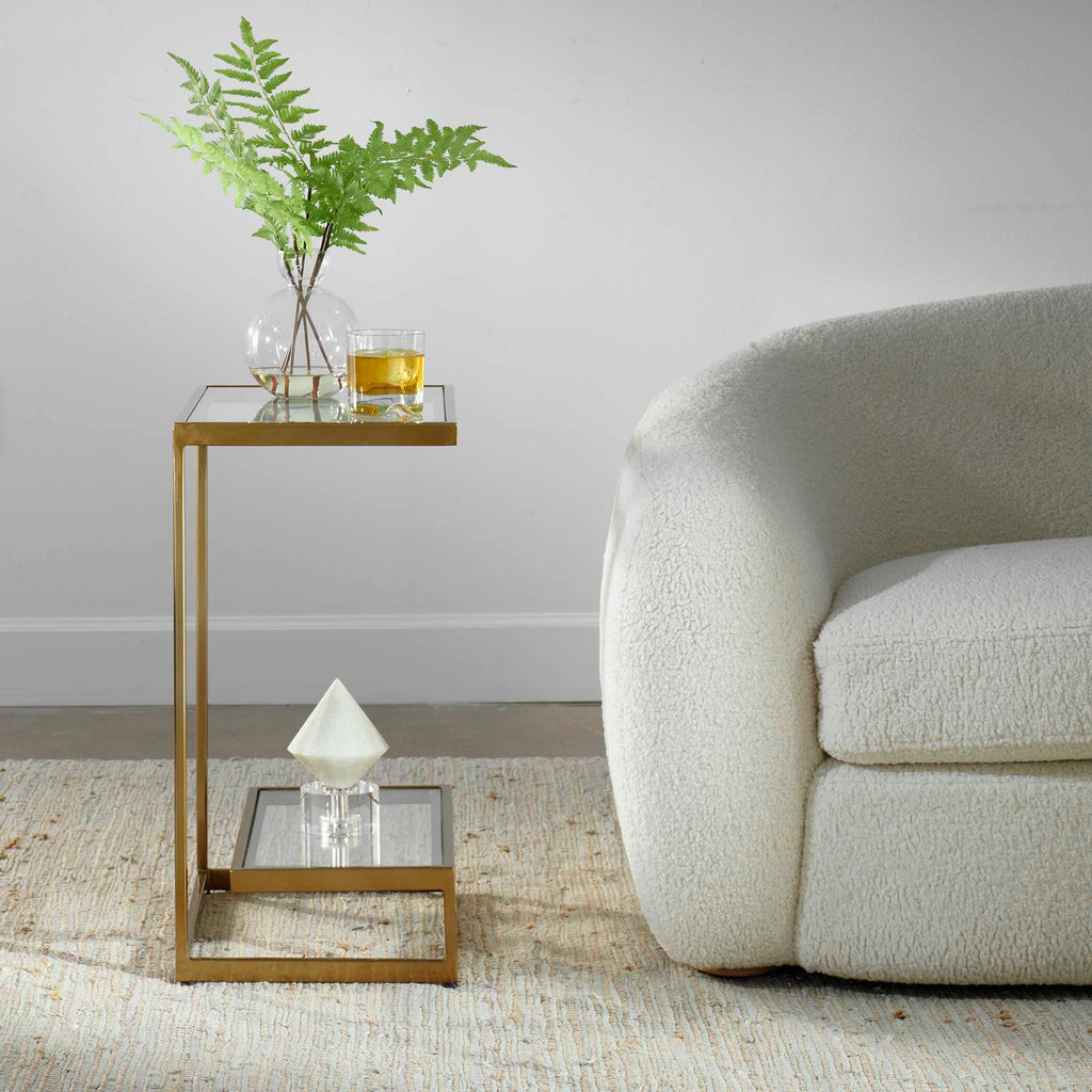 Musing Brushed Brass Accent Table