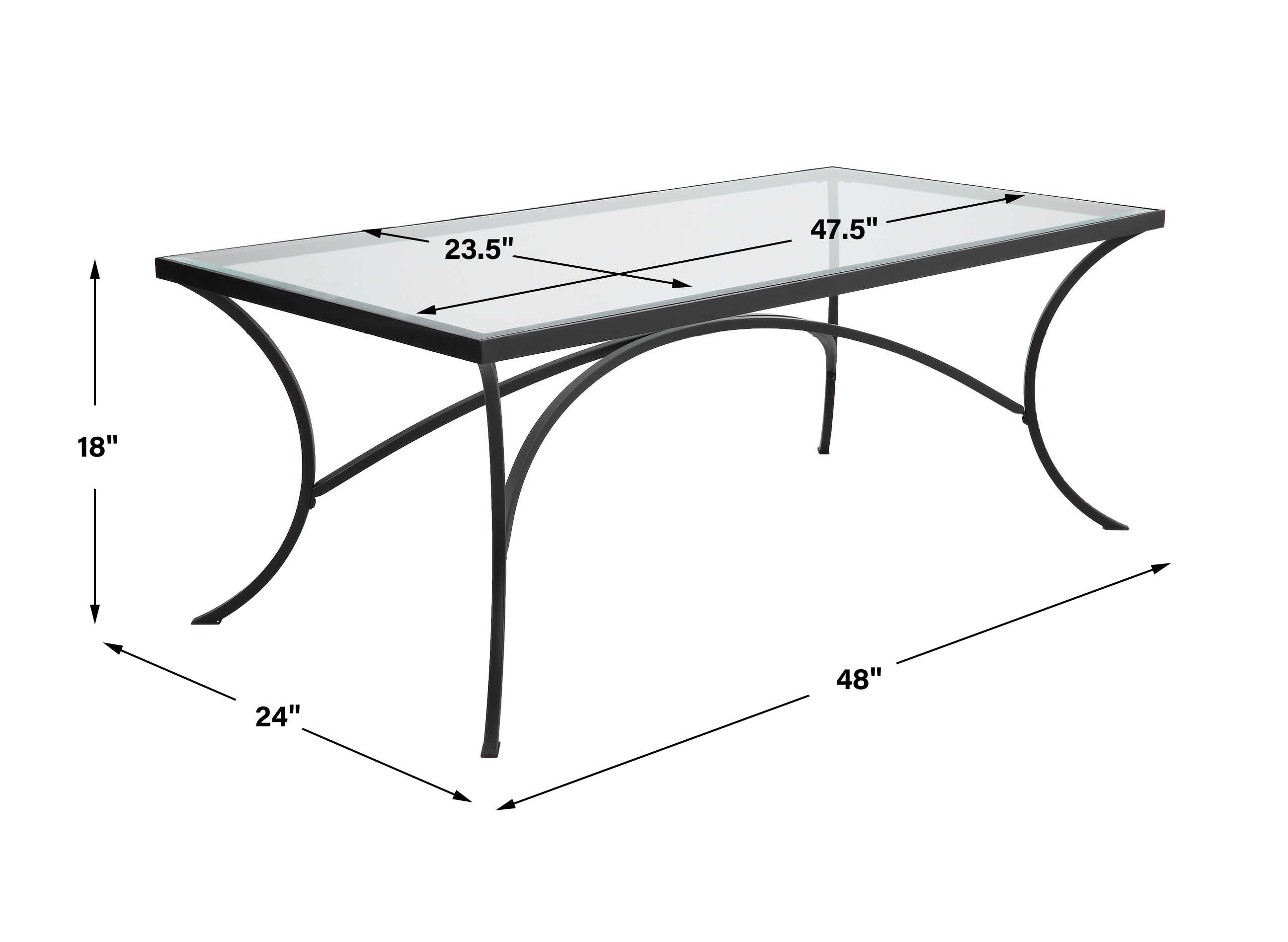 Alayna Black Metal & Glass Coffee Table