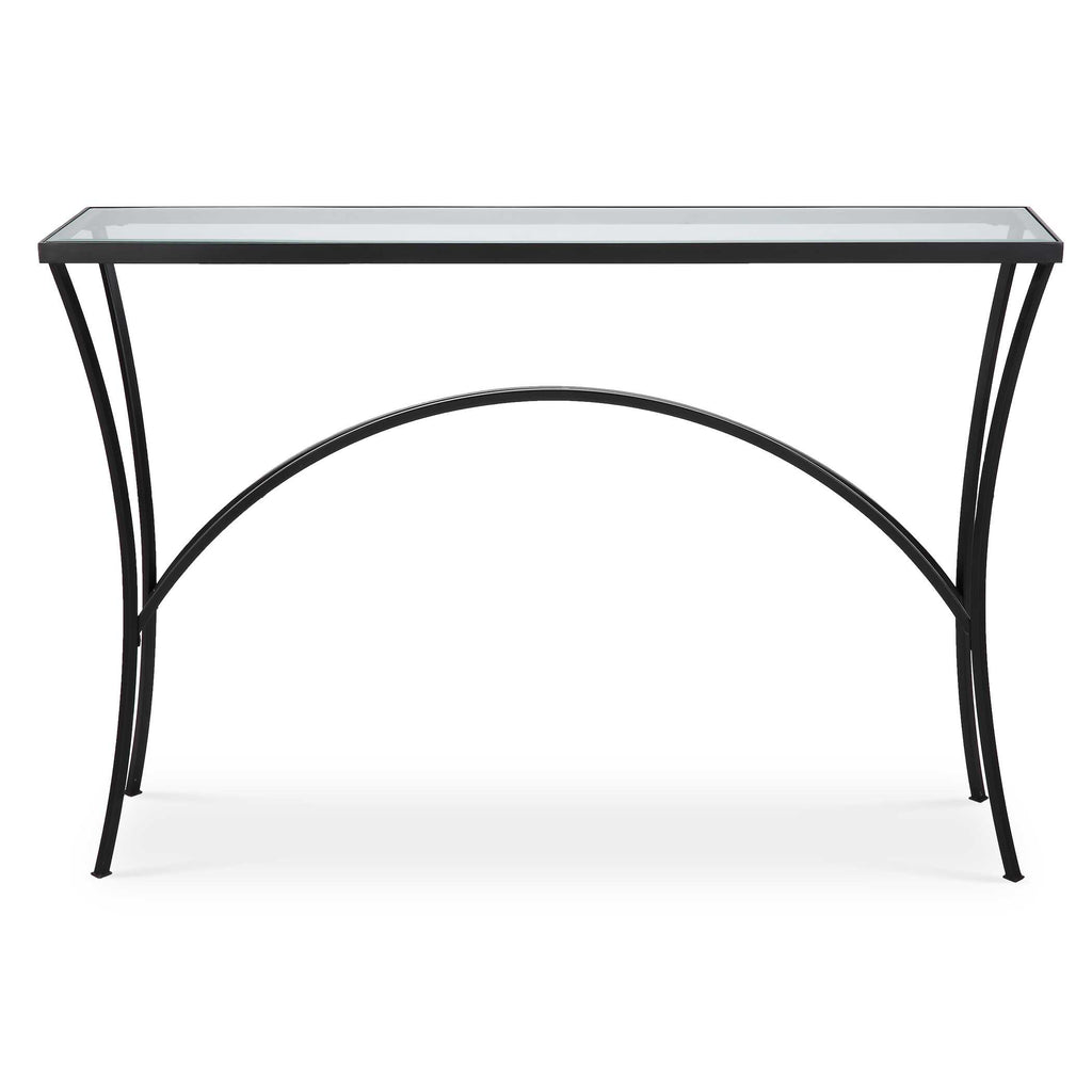 Alayna Black Metal & Glass Console Table